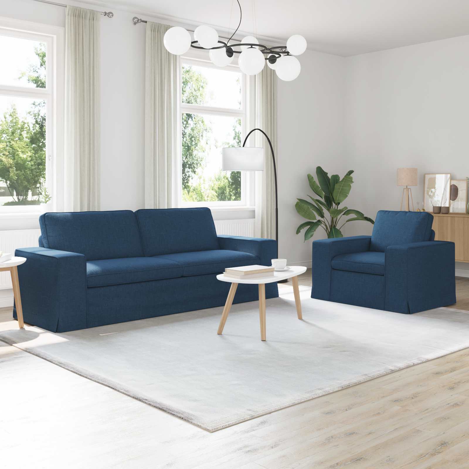 Καναπές 2 pcs Μπλε 182 x 80 x 82 εκ ύφασμα - Pakobazaar