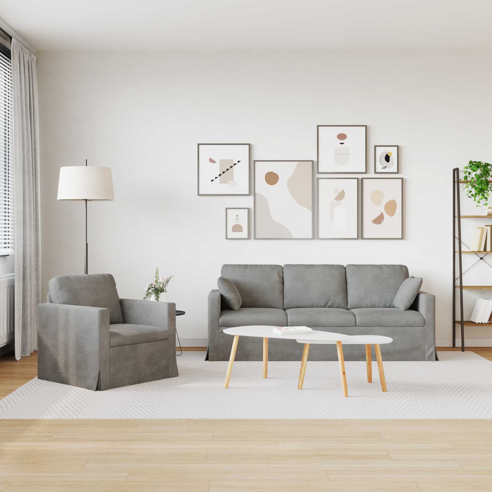 Καναπές 2 pcs Ανοιχτό γκρι 198 x 78 x 80 εκ Βελούδο - Pakobazaar