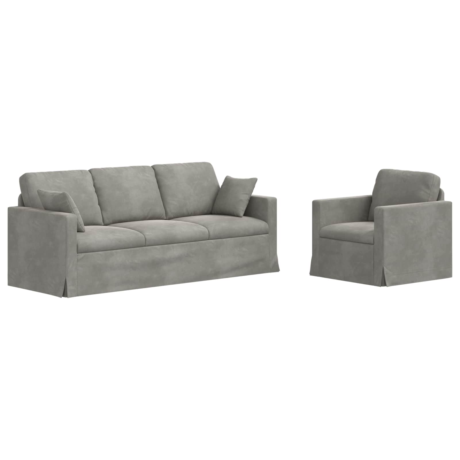 Καναπές 2 pcs Ανοιχτό γκρι 198 x 78 x 80 εκ Βελούδο - Pakobazaar