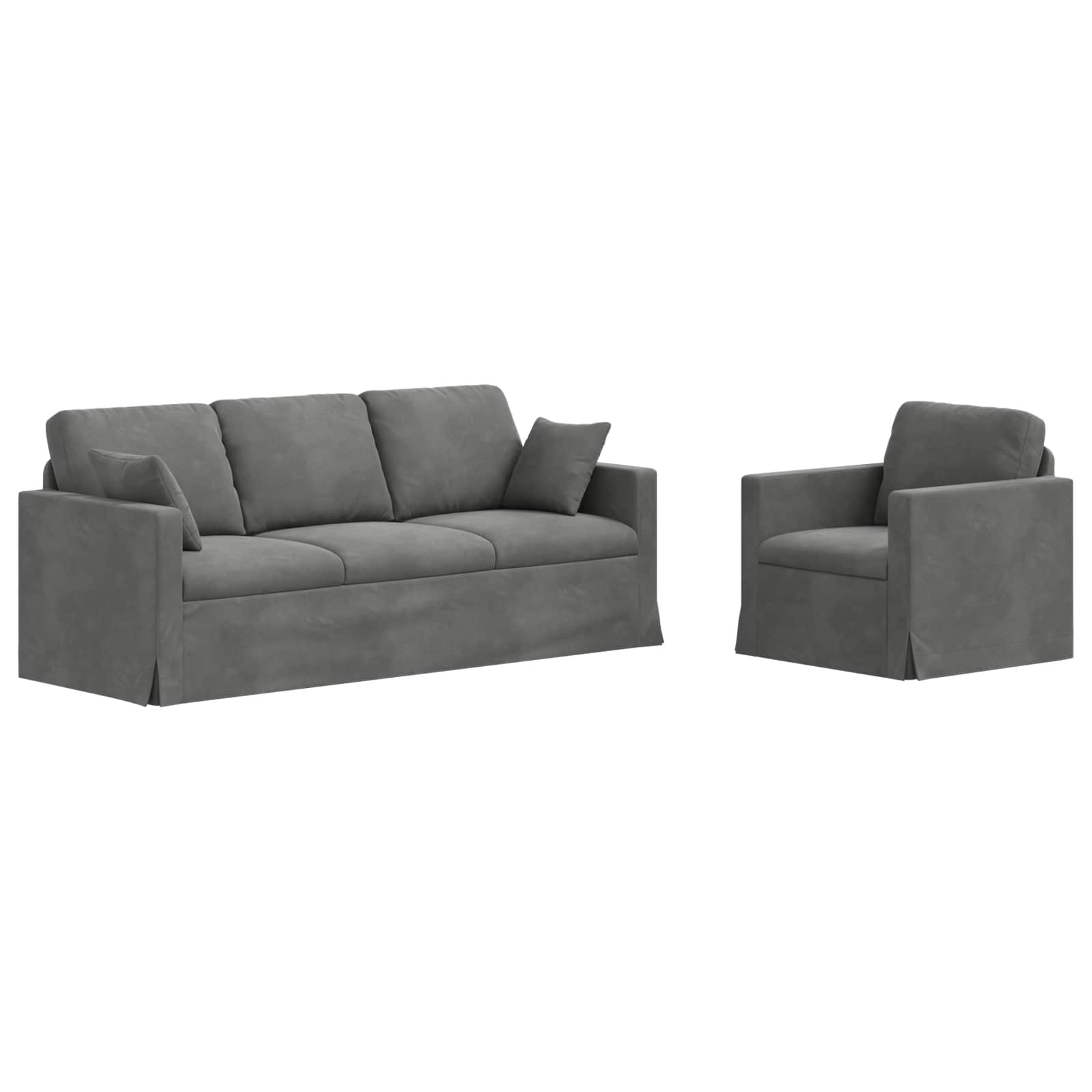 Καναπές 2 pcs Σκούρο Γκρι 198 x 78 x 80 εκ Βελούδο - Pakobazaar
