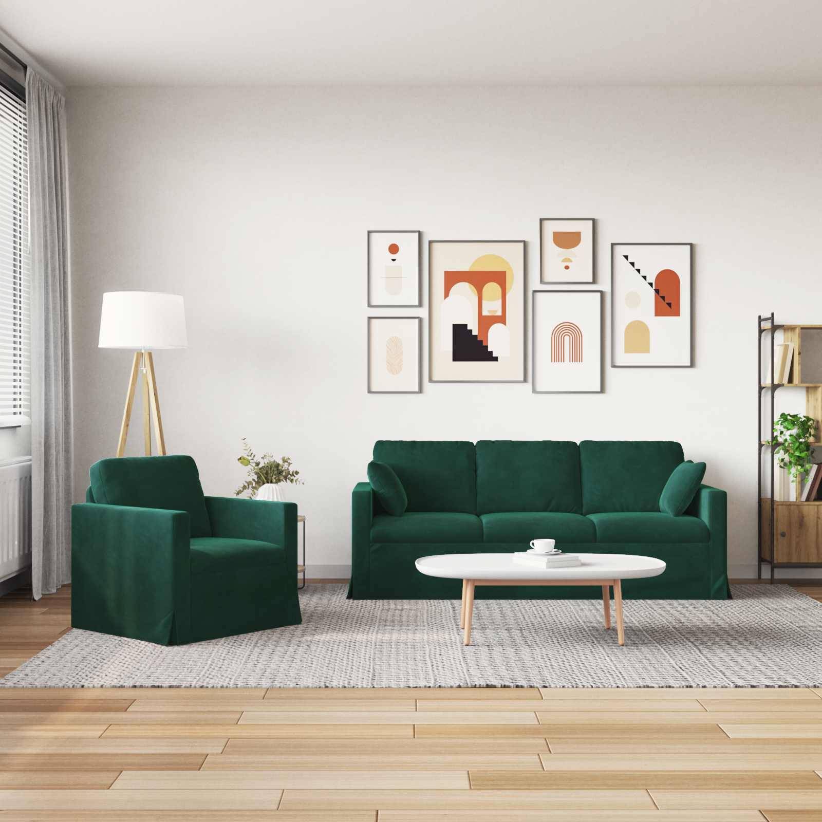 Καναπές 2 pcs Σκούρο Πράσινο 198 x 78 x 80 εκ Βελούδο - Pakobazaar