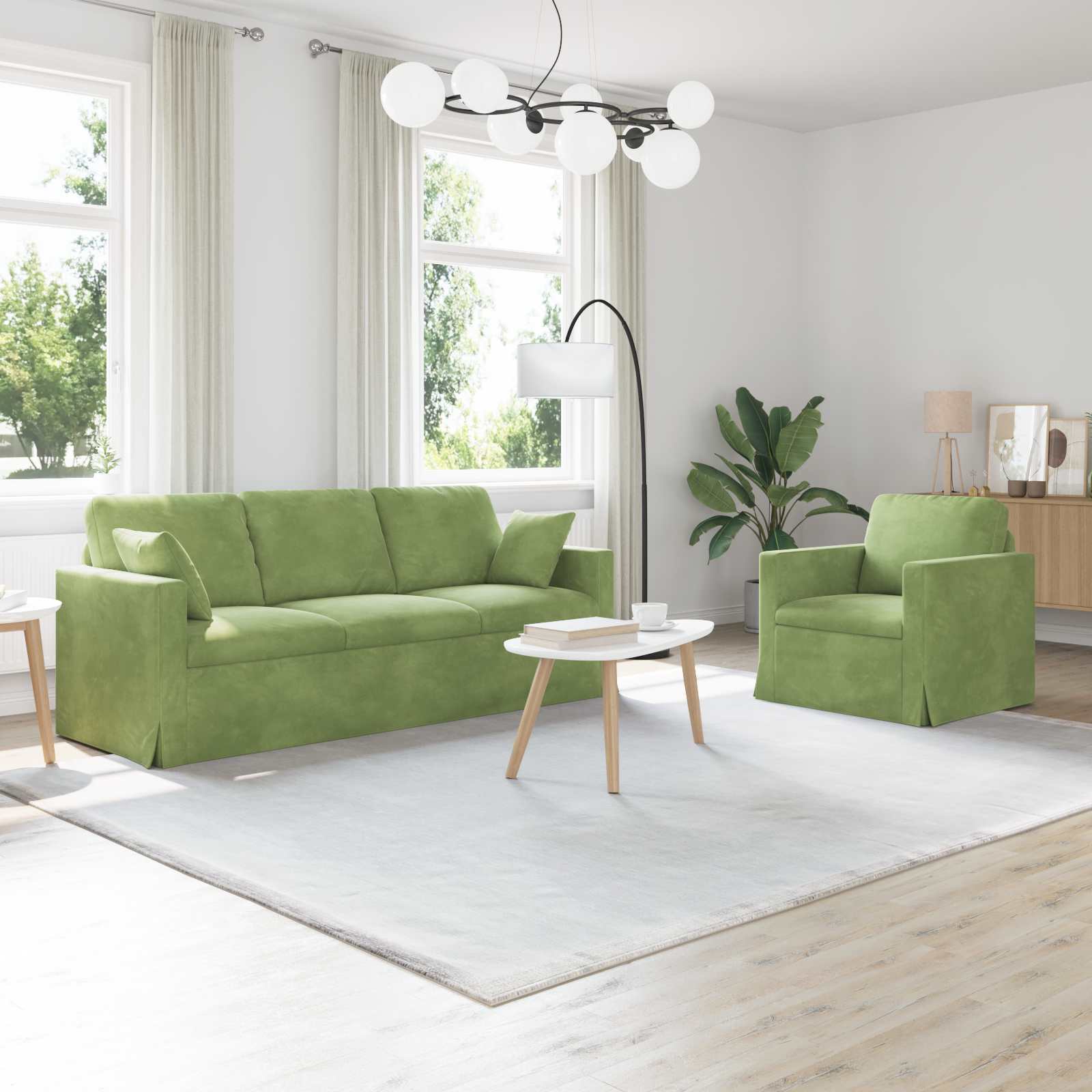 Καναπές 2 pcs Ανοιχτό Πράσινο 198 x 78 x 80 εκ Βελούδο - Pakobazaar