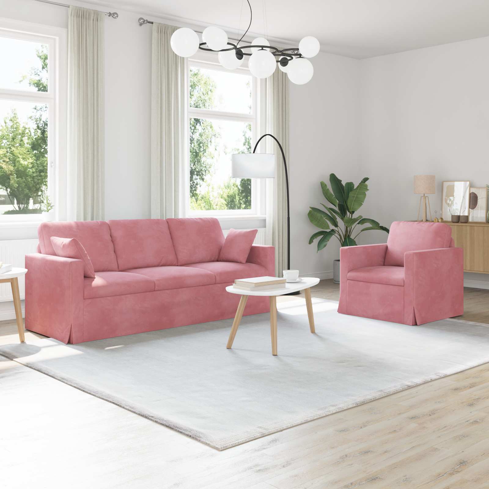 Καναπές 2 pcs Ροζ 198 x 78 x 80 εκ Βελούδο - Pakobazaar