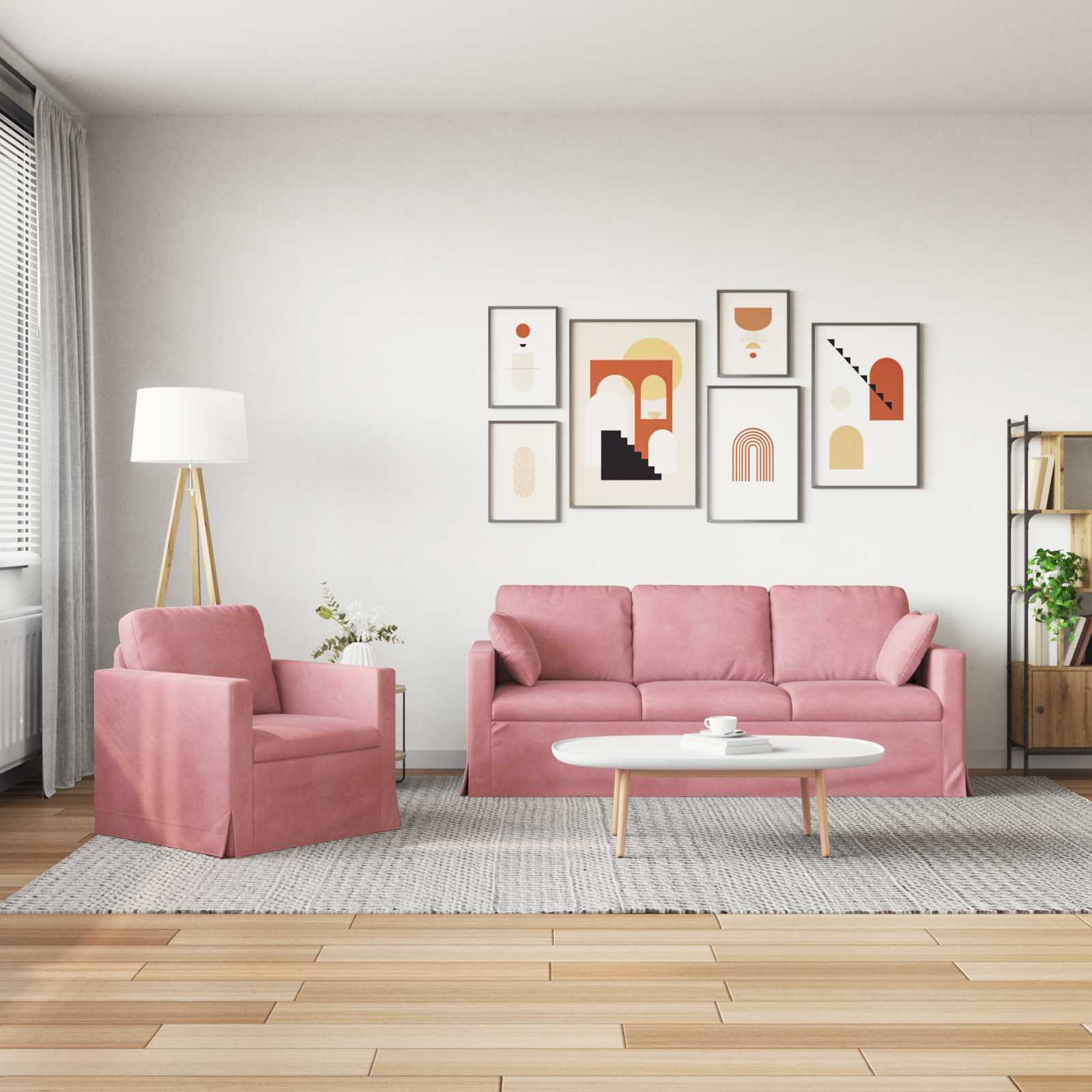 Καναπές 2 pcs Ροζ 198 x 78 x 80 εκ Βελούδο - Pakobazaar