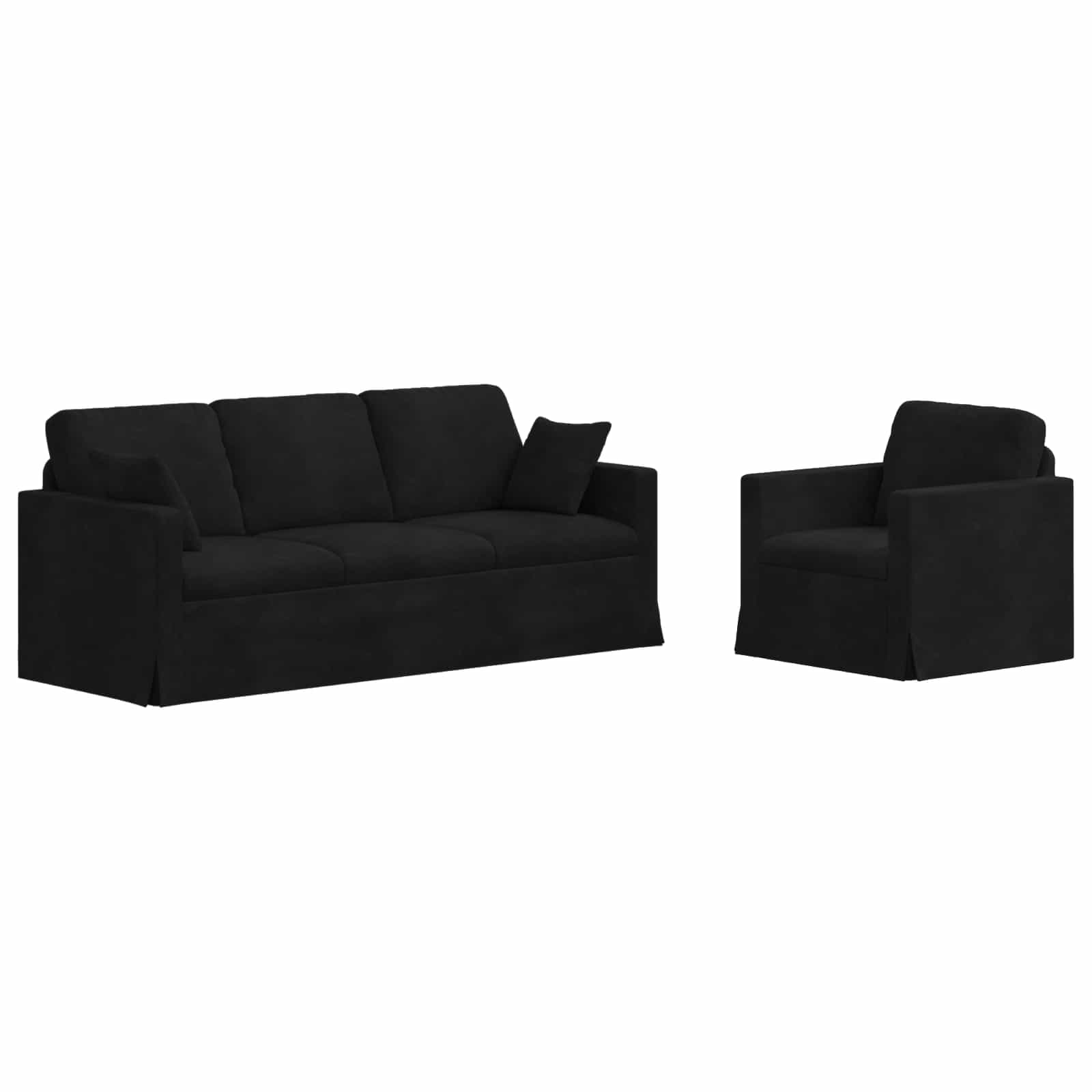 Καναπές 2 pcs Μαύρο 198 x 78 x 80 εκ Βελούδο - Pakobazaar