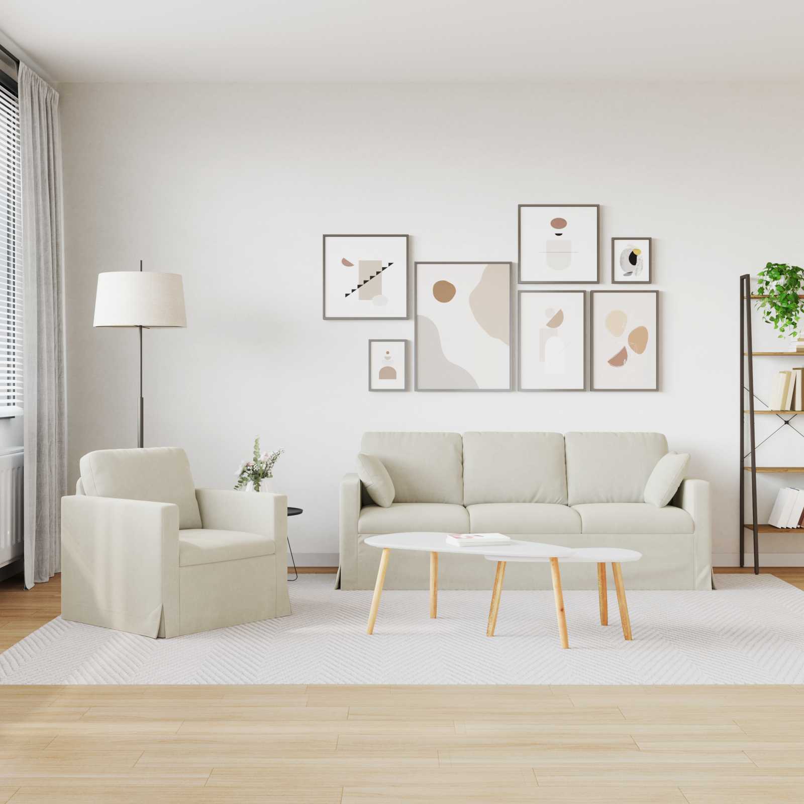 Καναπές 2 pcs Κρεμ 198 x 78 x 80 εκ Βελούδο - Pakobazaar