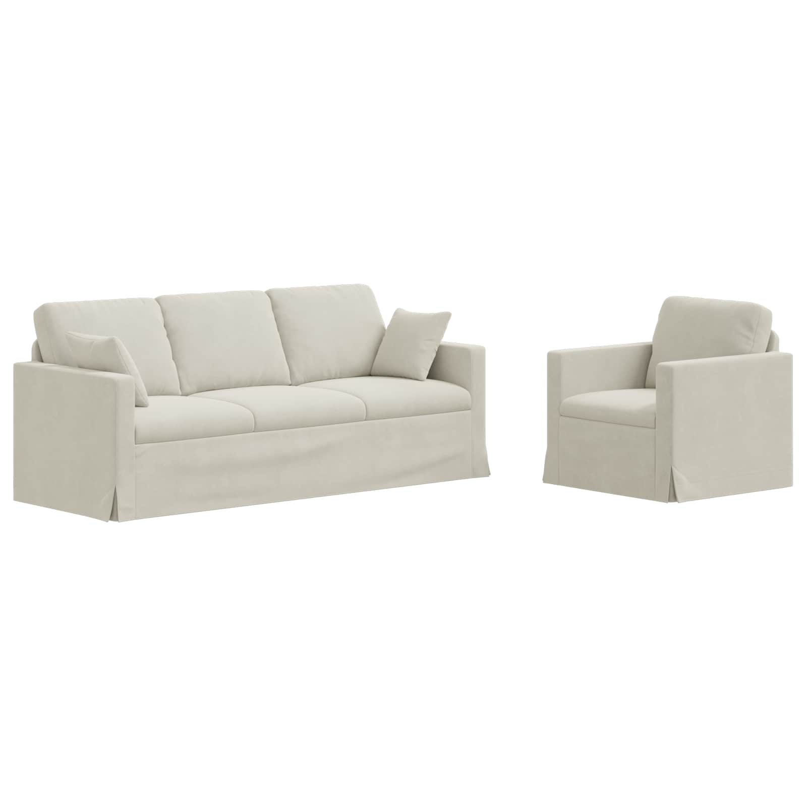 Καναπές 2 pcs Κρεμ 198 x 78 x 80 εκ Βελούδο - Pakobazaar