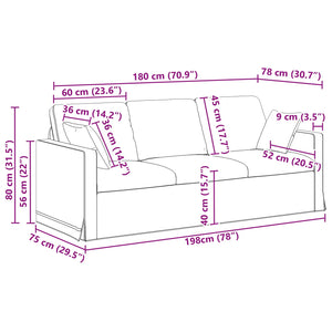 Καναπές 2 pcs Κρεμ 198 x 78 x 80 εκ Βελούδο - Pakobazaar