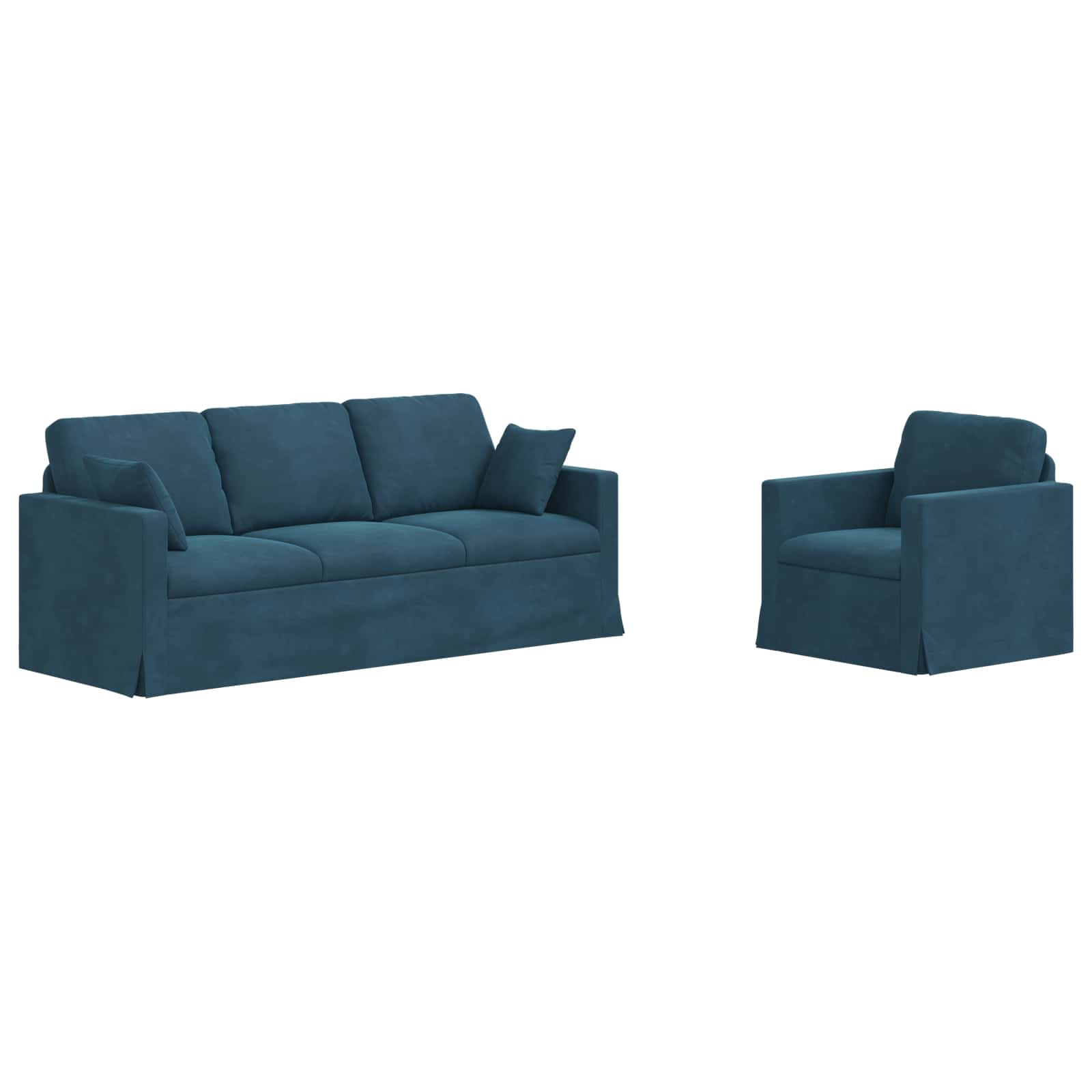 Καναπές 2 pcs Μπλε 198 x 78 x 80 εκ Βελούδο - Pakobazaar