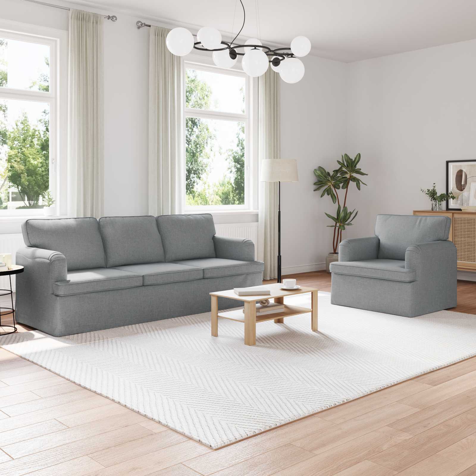 Καναπές 2 pcs Ανοιχτό γκρι 144 x 80 x 85 εκ ύφασμα - Pakobazaar