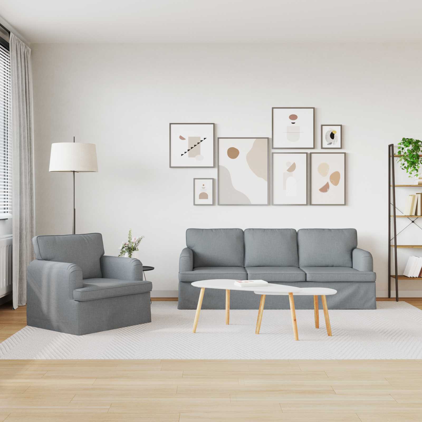 Καναπές 2 pcs Ανοιχτό γκρι 144 x 80 x 85 εκ ύφασμα - Pakobazaar