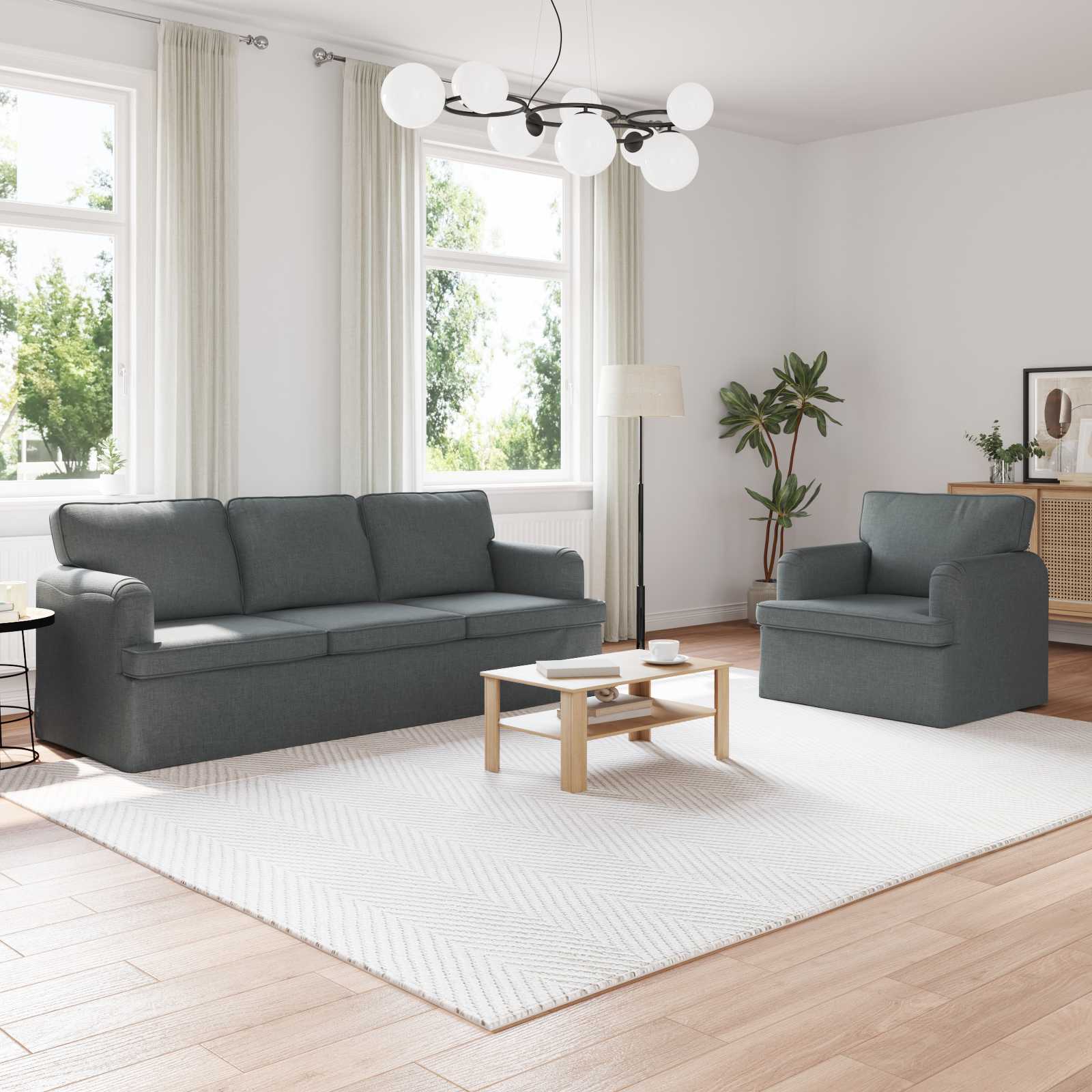 Καναπές 2 pcs Σκούρο Γκρι 144 x 80 x 85 εκ ύφασμα - Pakobazaar
