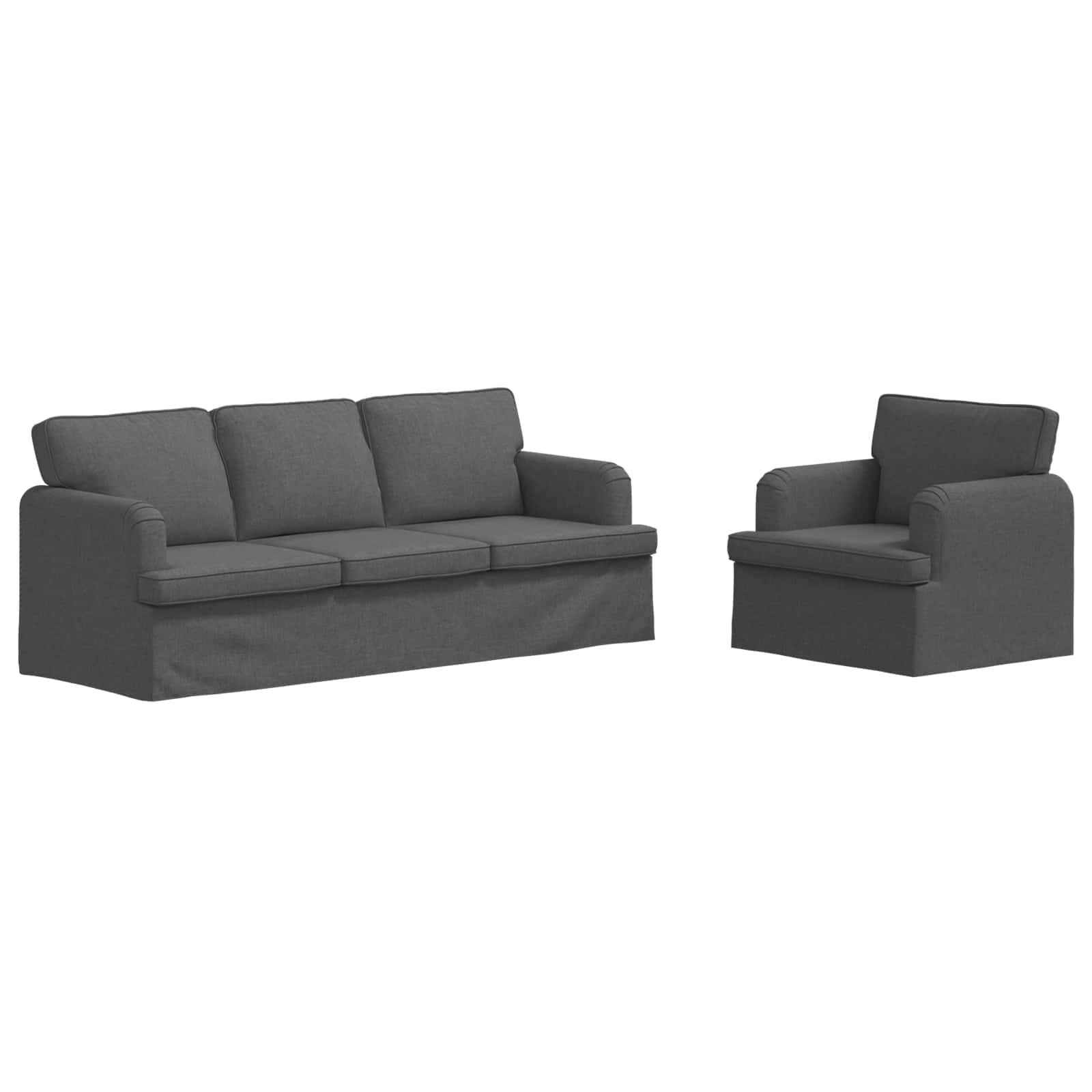 Καναπές 2 pcs Σκούρο Γκρι 144 x 80 x 85 εκ ύφασμα - Pakobazaar