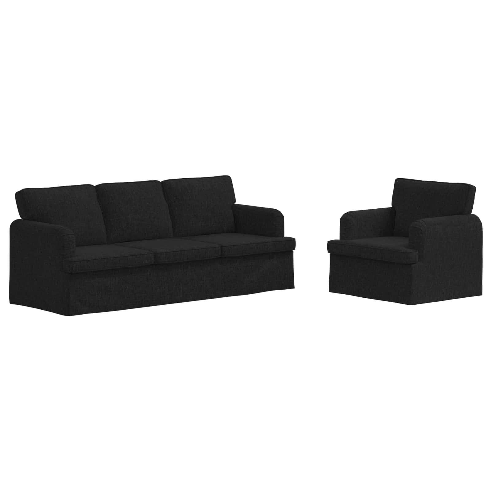 Καναπές 2 pcs Μαύρο 144 x 80 x 85 εκ ύφασμα - Pakobazaar