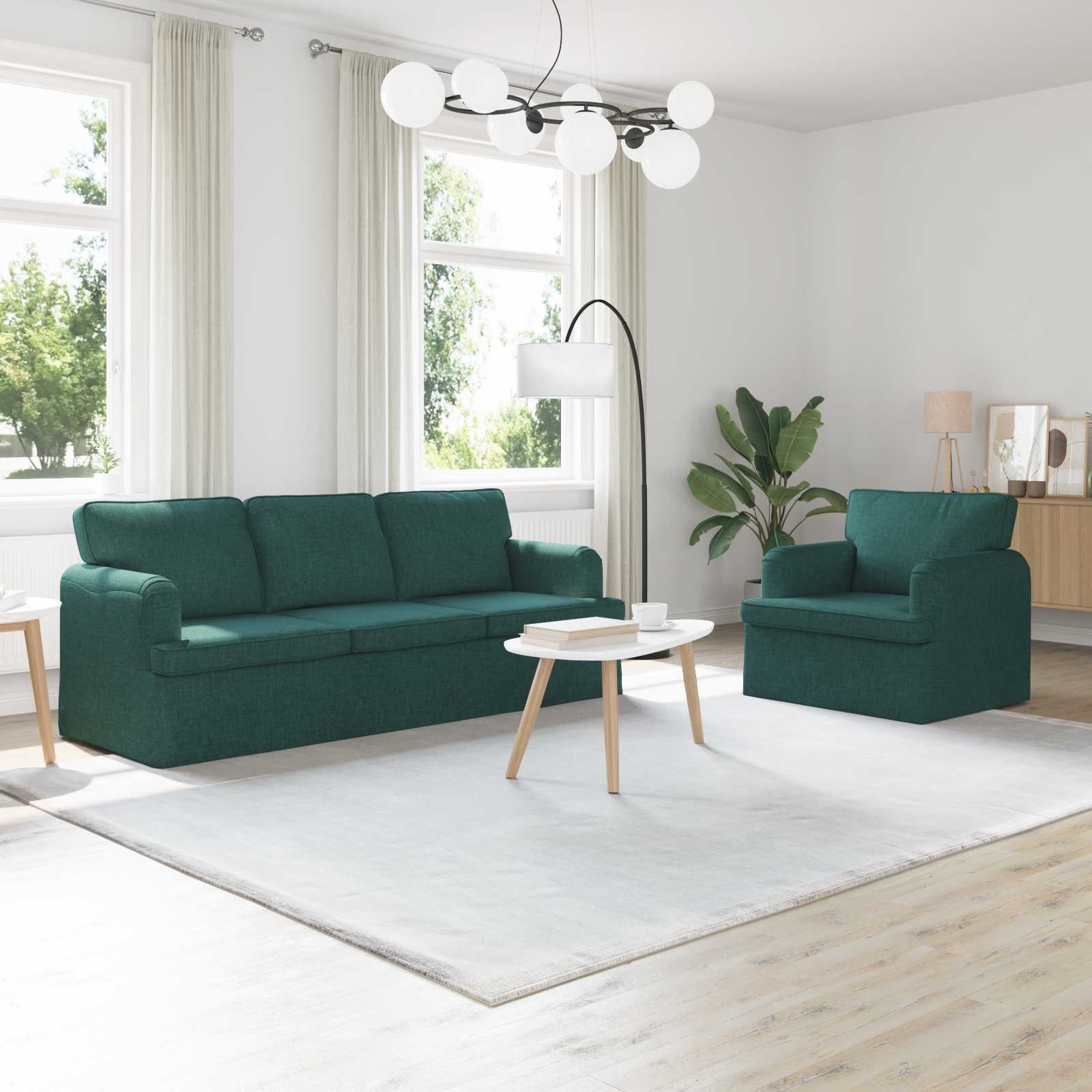 Καναπές 2 pcs Σκούρο Πράσινο 144 x 80 x 85 εκ ύφασμα - Pakobazaar