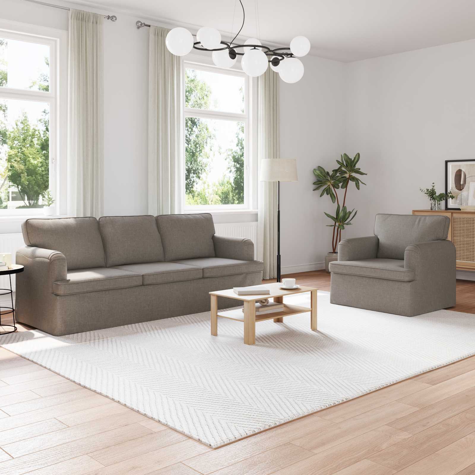 Καναπές 2 pcs Taupe 144 x 80 x 85 εκ ύφασμα - Pakobazaar