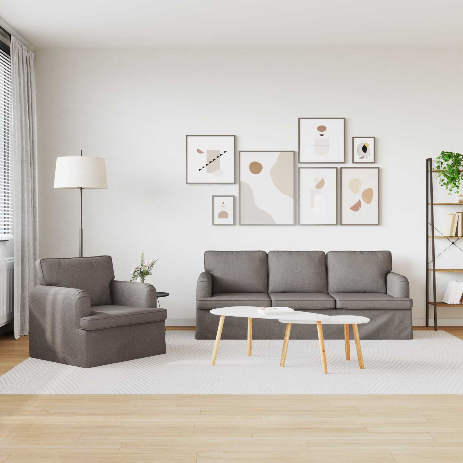 Καναπές 2 pcs Taupe 144 x 80 x 85 εκ ύφασμα - Pakobazaar