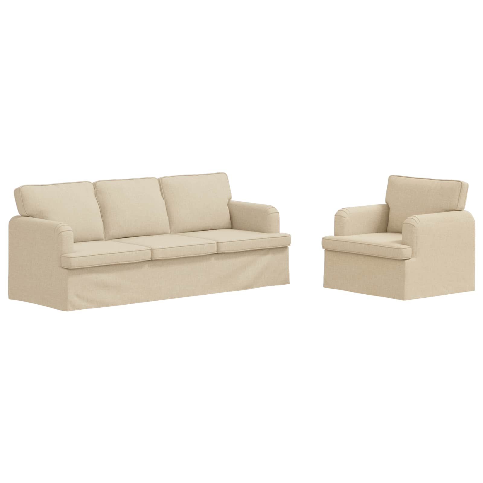 Καναπές 2 pcs Κρεμ 144 x 80 x 85 εκ ύφασμα - Pakobazaar