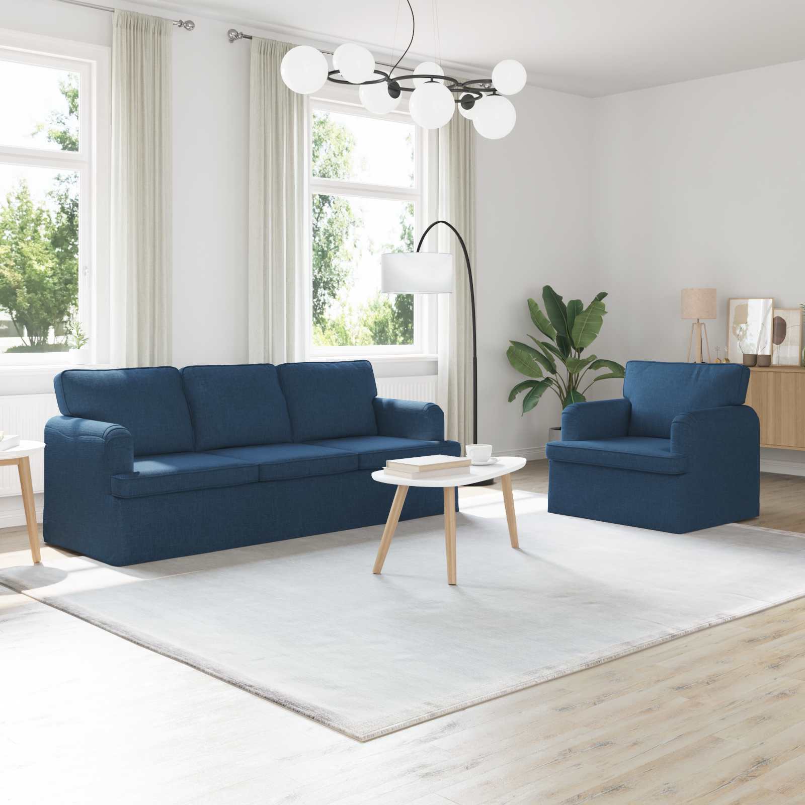 Καναπές 2 pcs Μπλε 144 x 80 x 85 εκ ύφασμα - Pakobazaar
