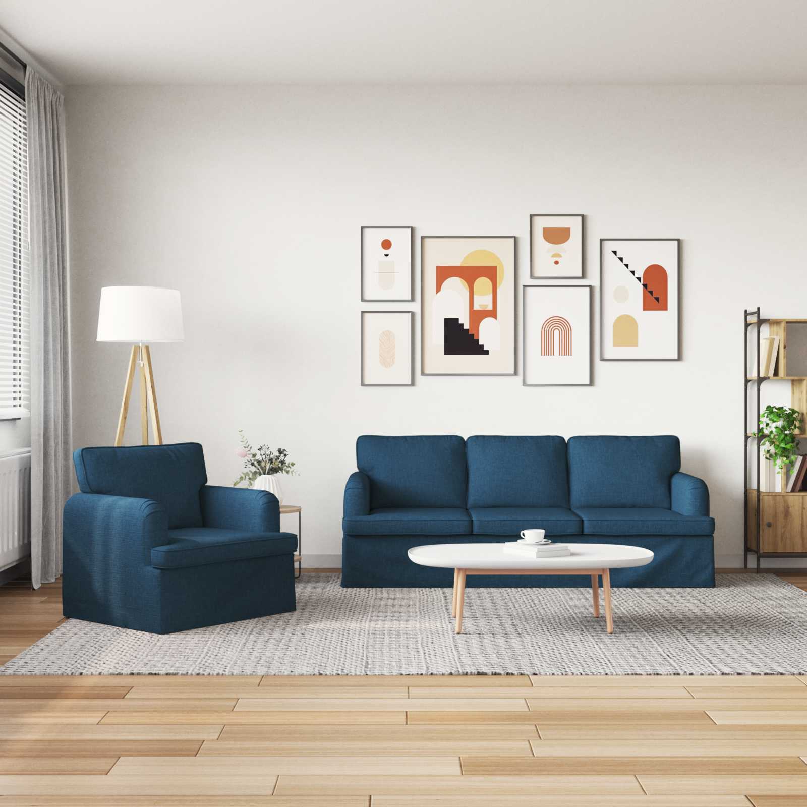 Καναπές 2 pcs Μπλε 144 x 80 x 85 εκ ύφασμα - Pakobazaar