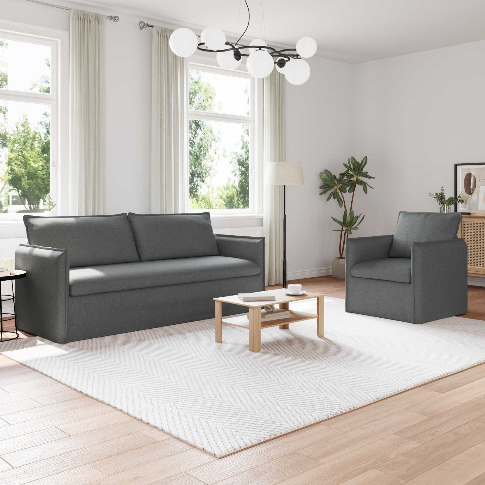 Καναπές 2 pcs Σκούρο Γκρι 196 x 82 x 85 εκ ύφασμα - Pakobazaar