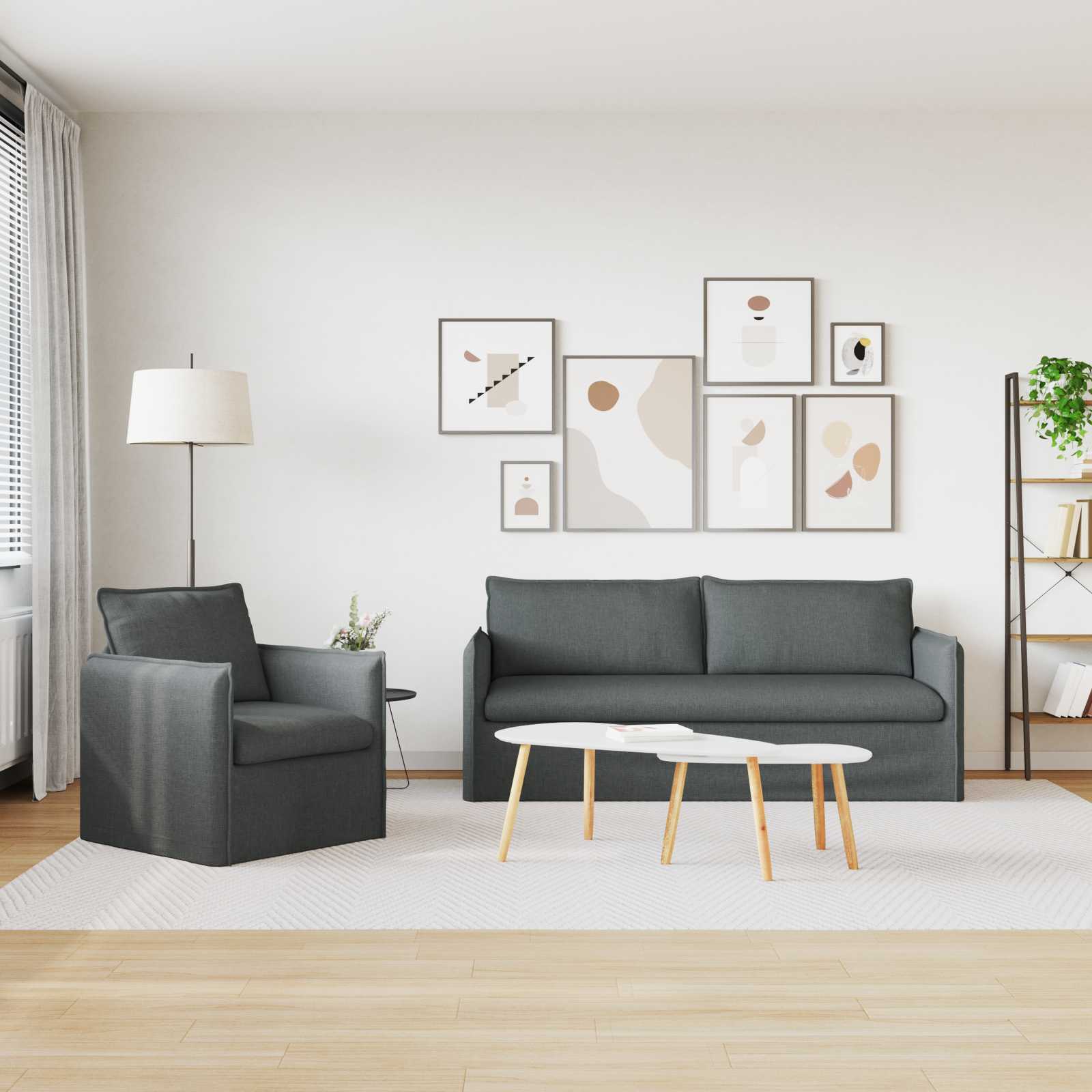 Καναπές 2 pcs Σκούρο Γκρι 196 x 82 x 85 εκ ύφασμα - Pakobazaar