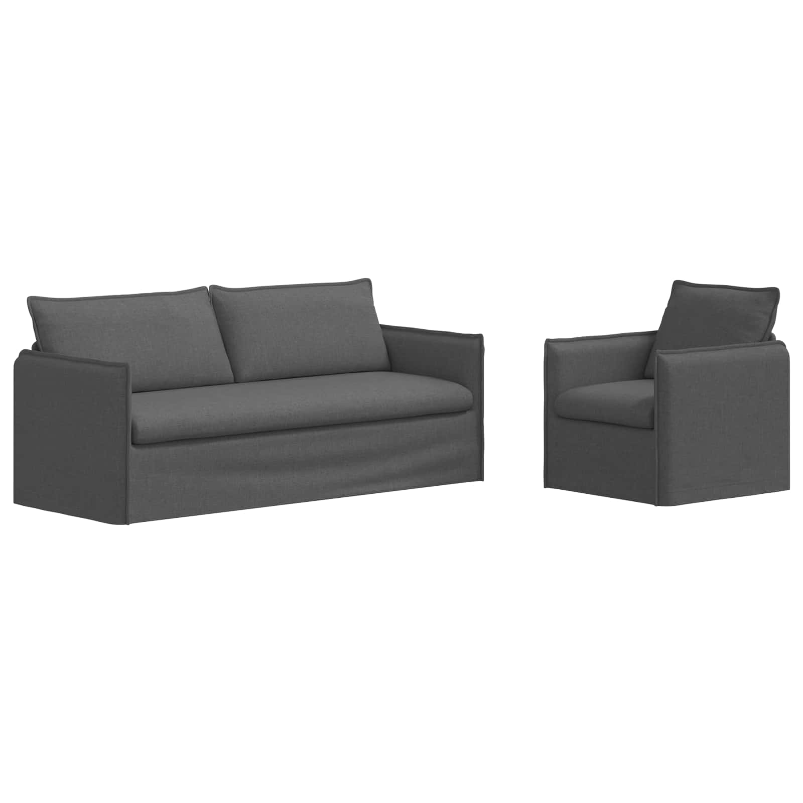 Καναπές 2 pcs Σκούρο Γκρι 196 x 82 x 85 εκ ύφασμα - Pakobazaar