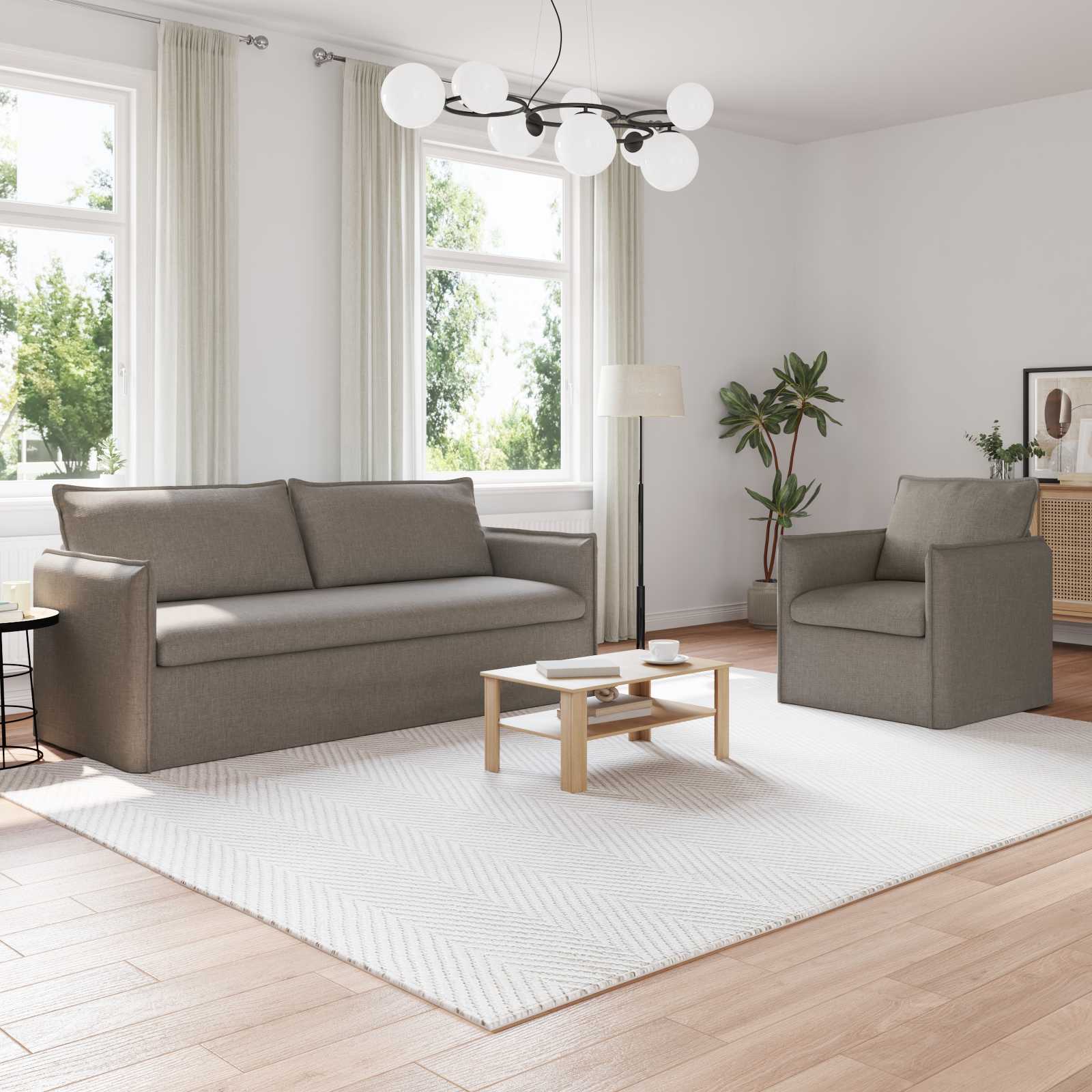 Καναπές 2 pcs Taupe 196 x 82 x 85 εκ ύφασμα - Pakobazaar