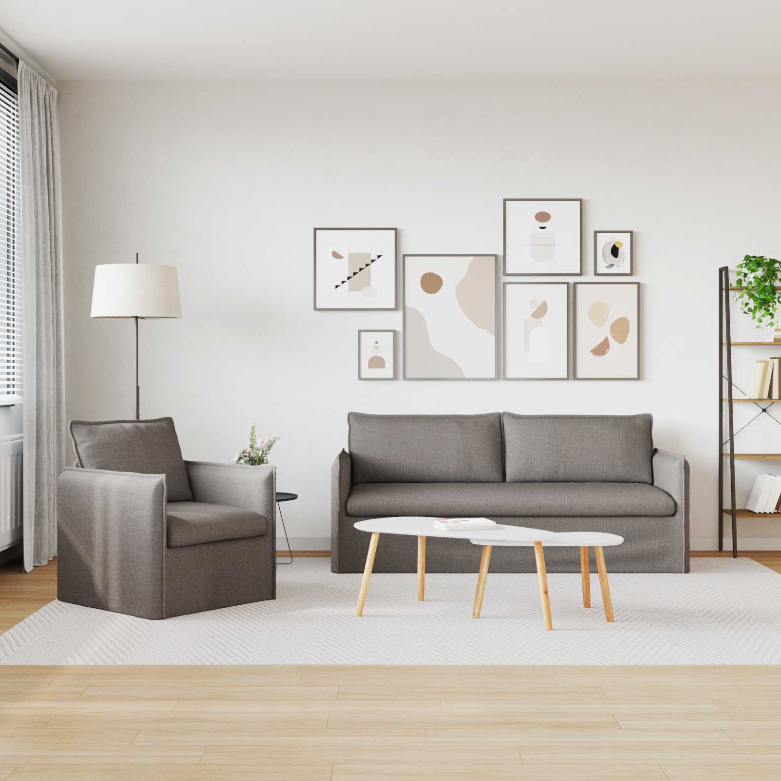 Καναπές 2 pcs Taupe 196 x 82 x 85 εκ ύφασμα - Pakobazaar