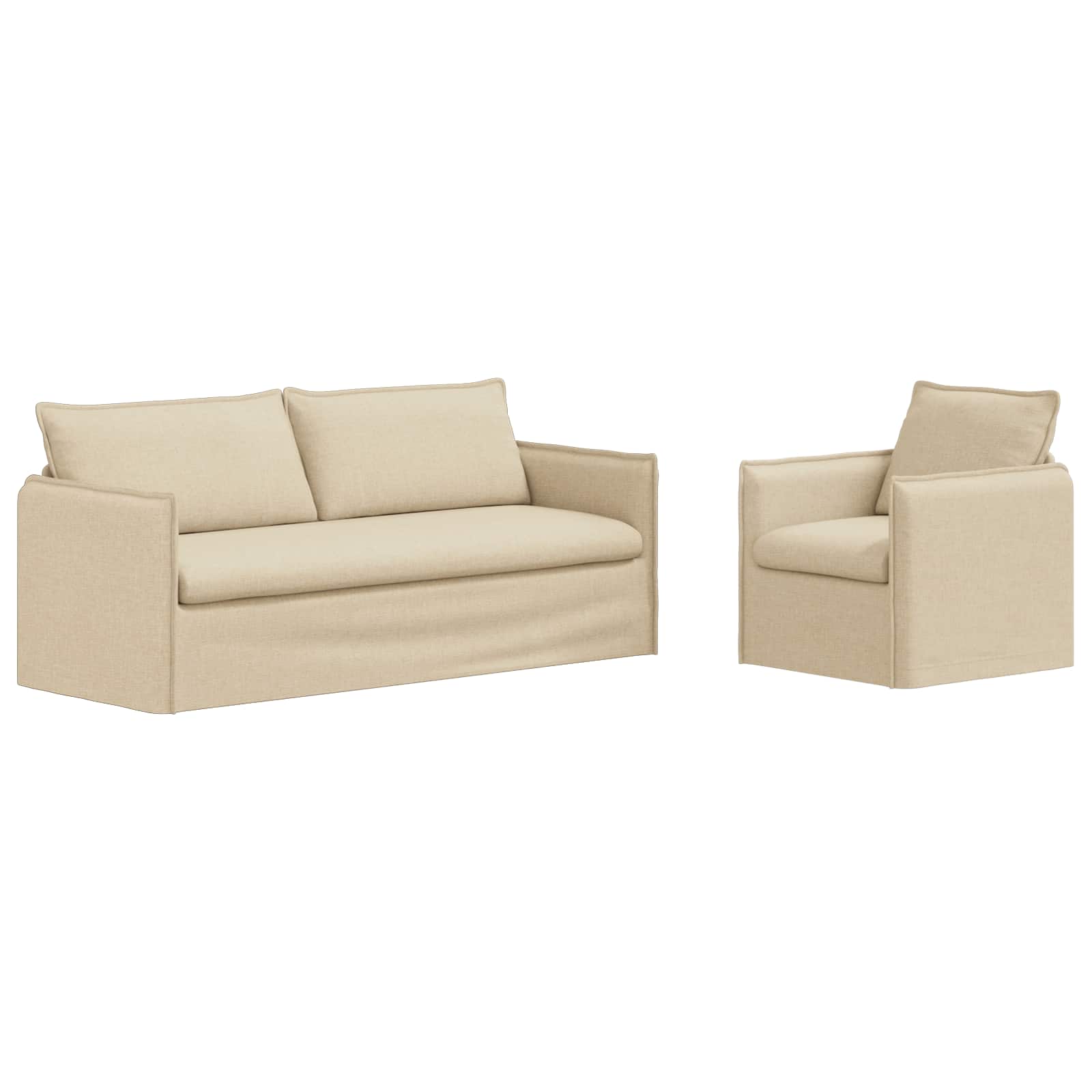 Καναπές 2 pcs Κρεμ 196 x 82 x 85 εκ ύφασμα - Pakobazaar