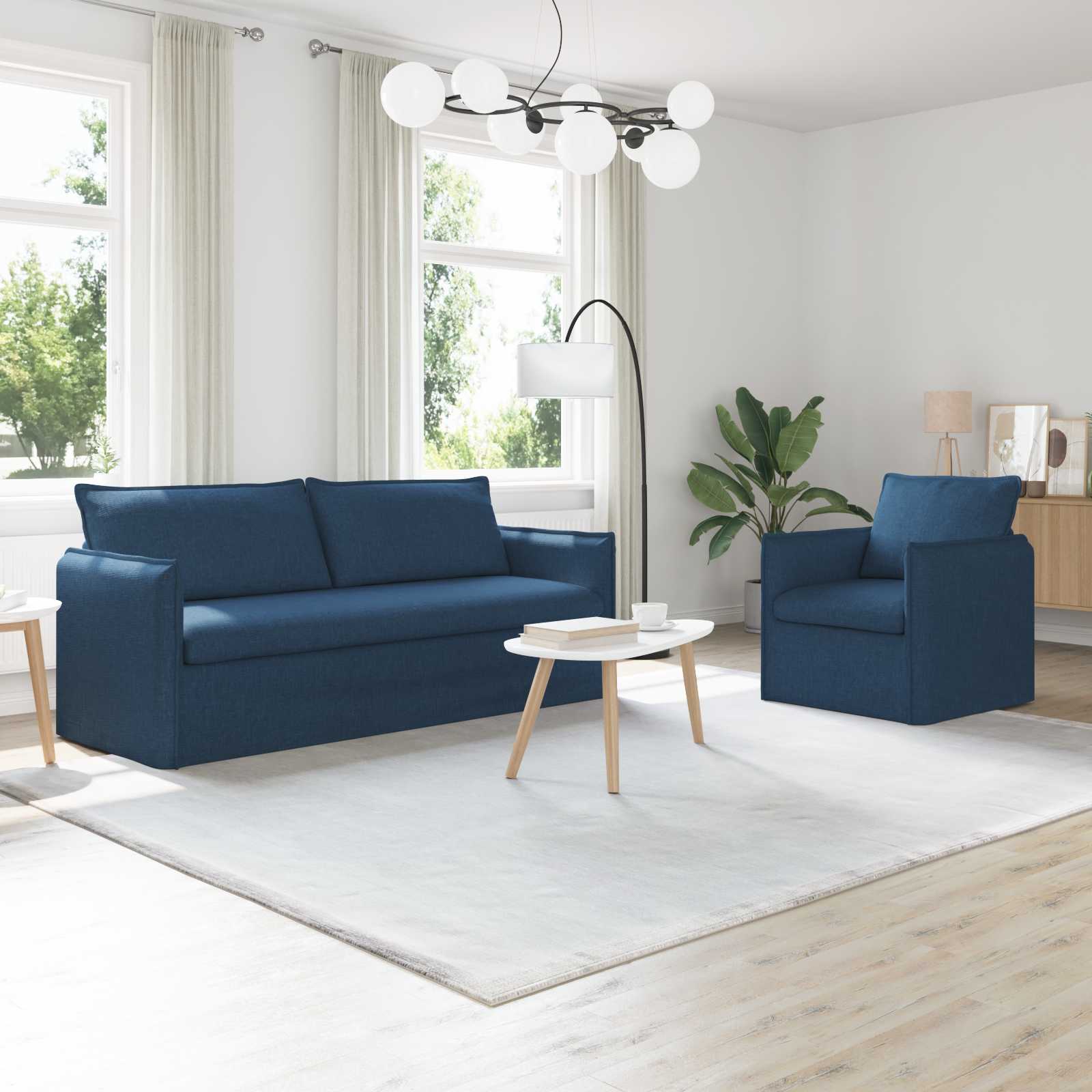 Καναπές 2 pcs Μπλε 196 x 82 x 85 εκ ύφασμα - Pakobazaar