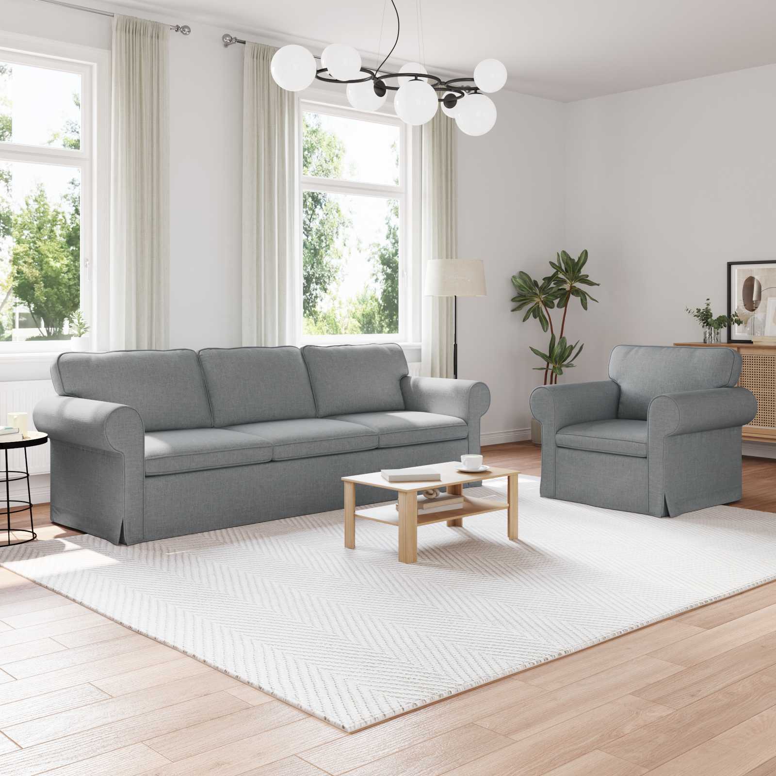 Καναπές 2 pcs Ανοιχτό γκρι 245 x 82 x 80 εκ ύφασμα - Pakobazaar
