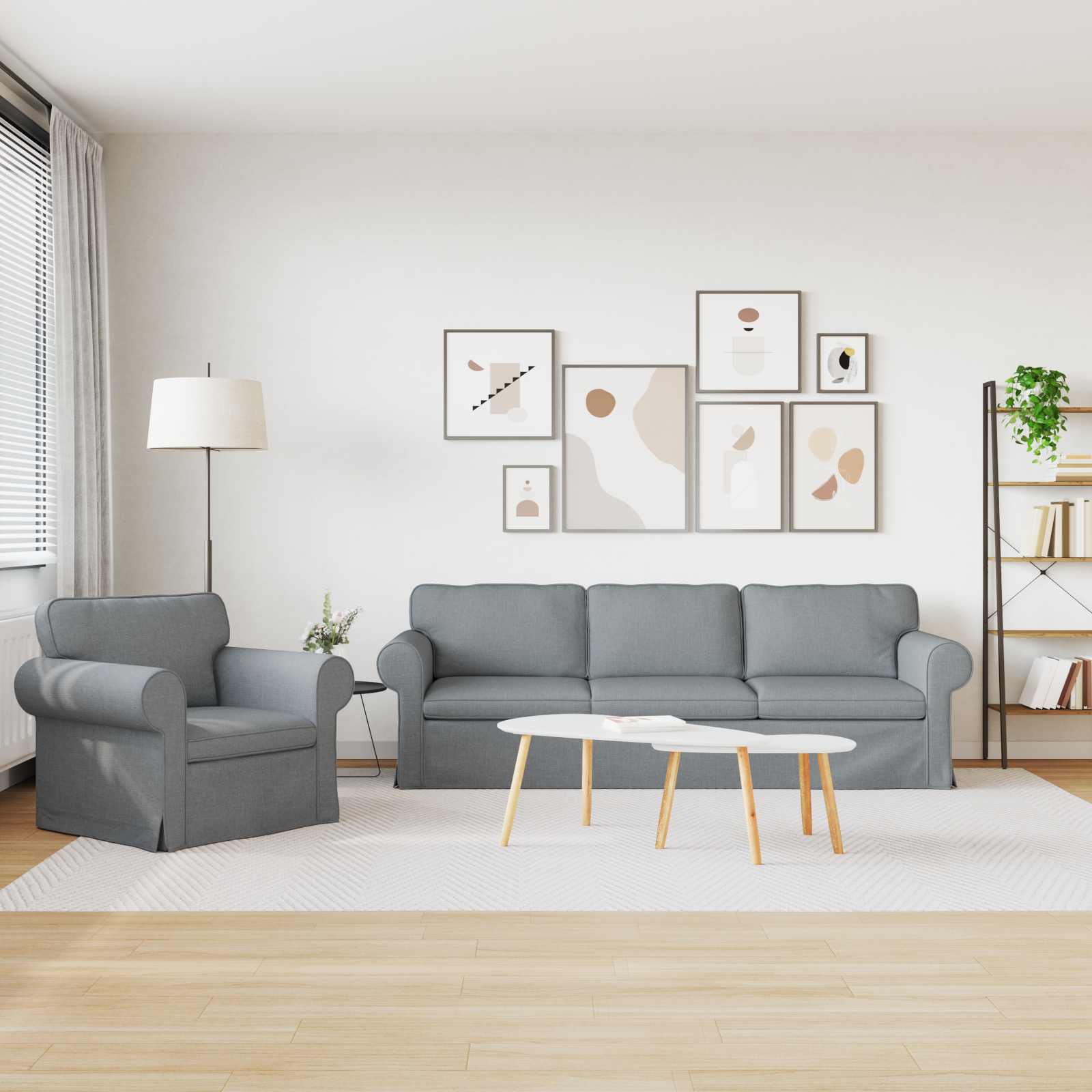 Καναπές 2 pcs Ανοιχτό γκρι 245 x 82 x 80 εκ ύφασμα - Pakobazaar