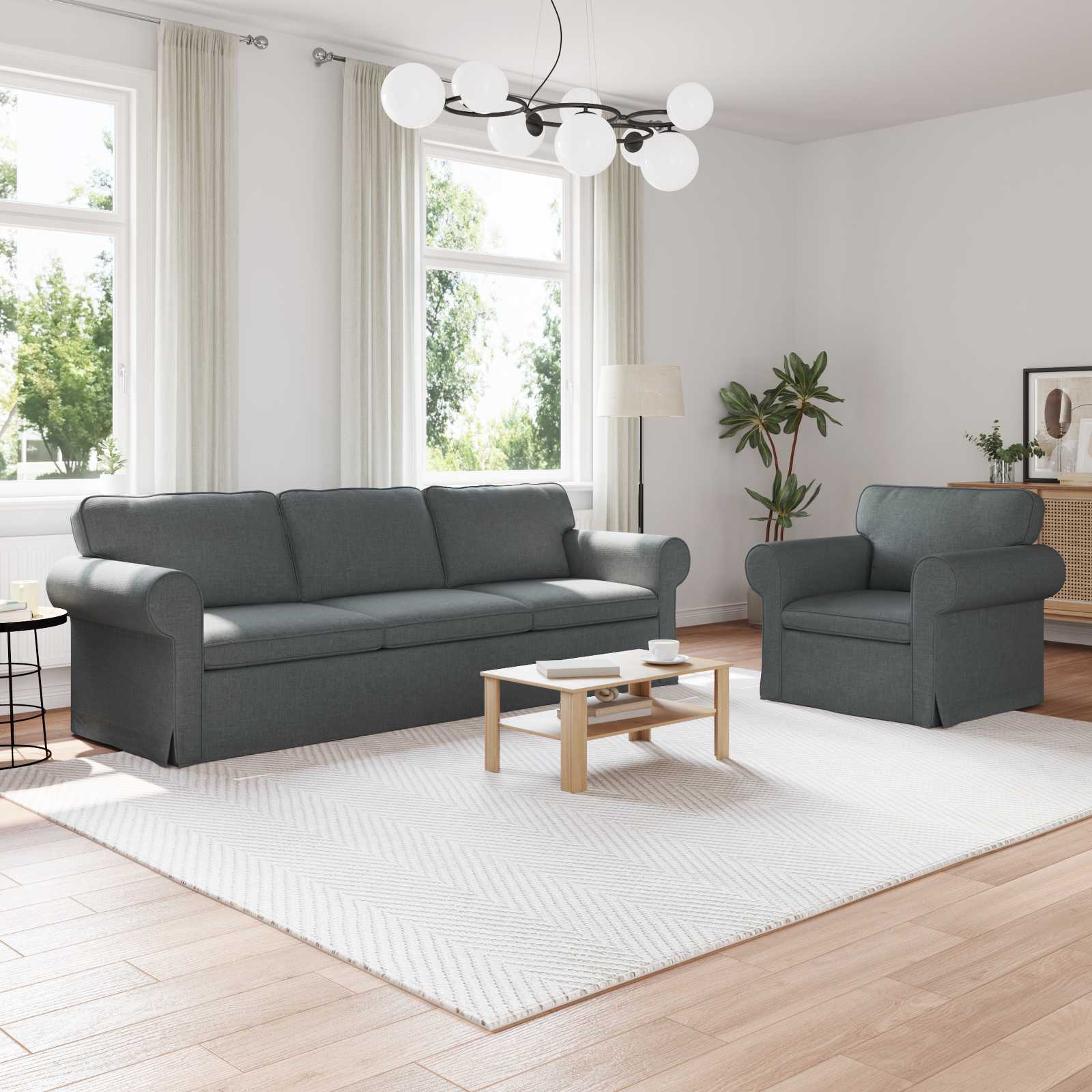 Καναπές 2 pcs Σκούρο Γκρι 245 x 82 x 80 εκ ύφασμα - Pakobazaar