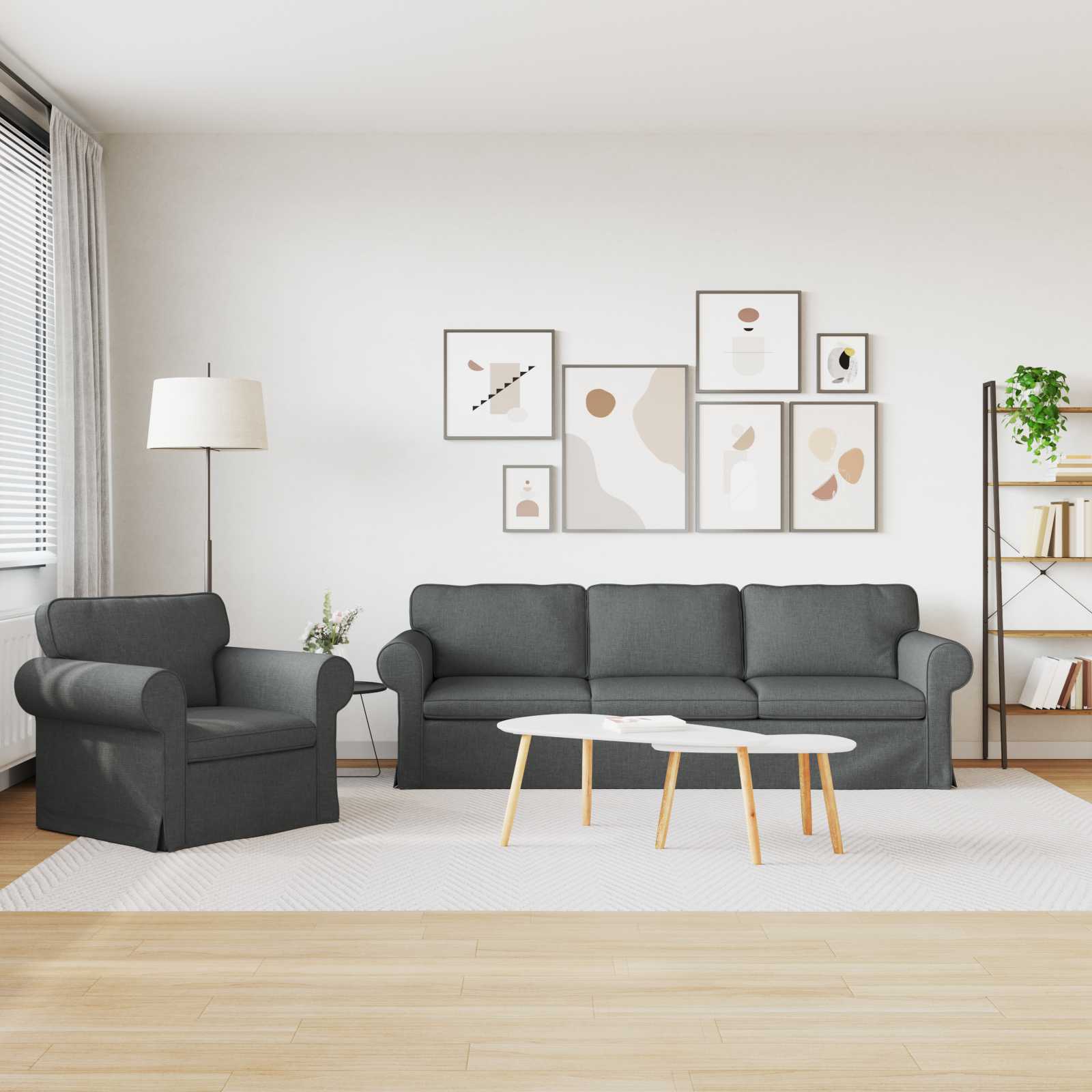 Καναπές 2 pcs Σκούρο Γκρι 245 x 82 x 80 εκ ύφασμα - Pakobazaar