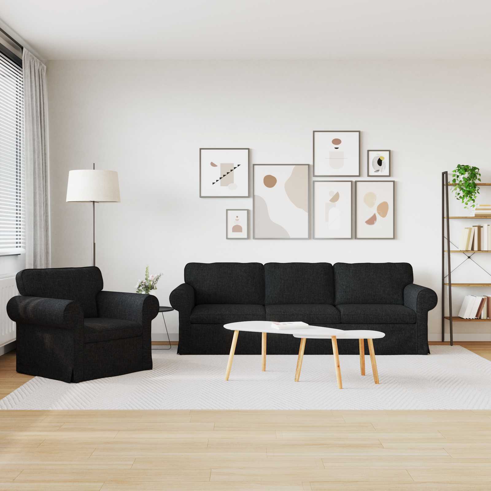 Καναπές 2 pcs Μαύρο 245 x 82 x 80 εκ ύφασμα - Pakobazaar