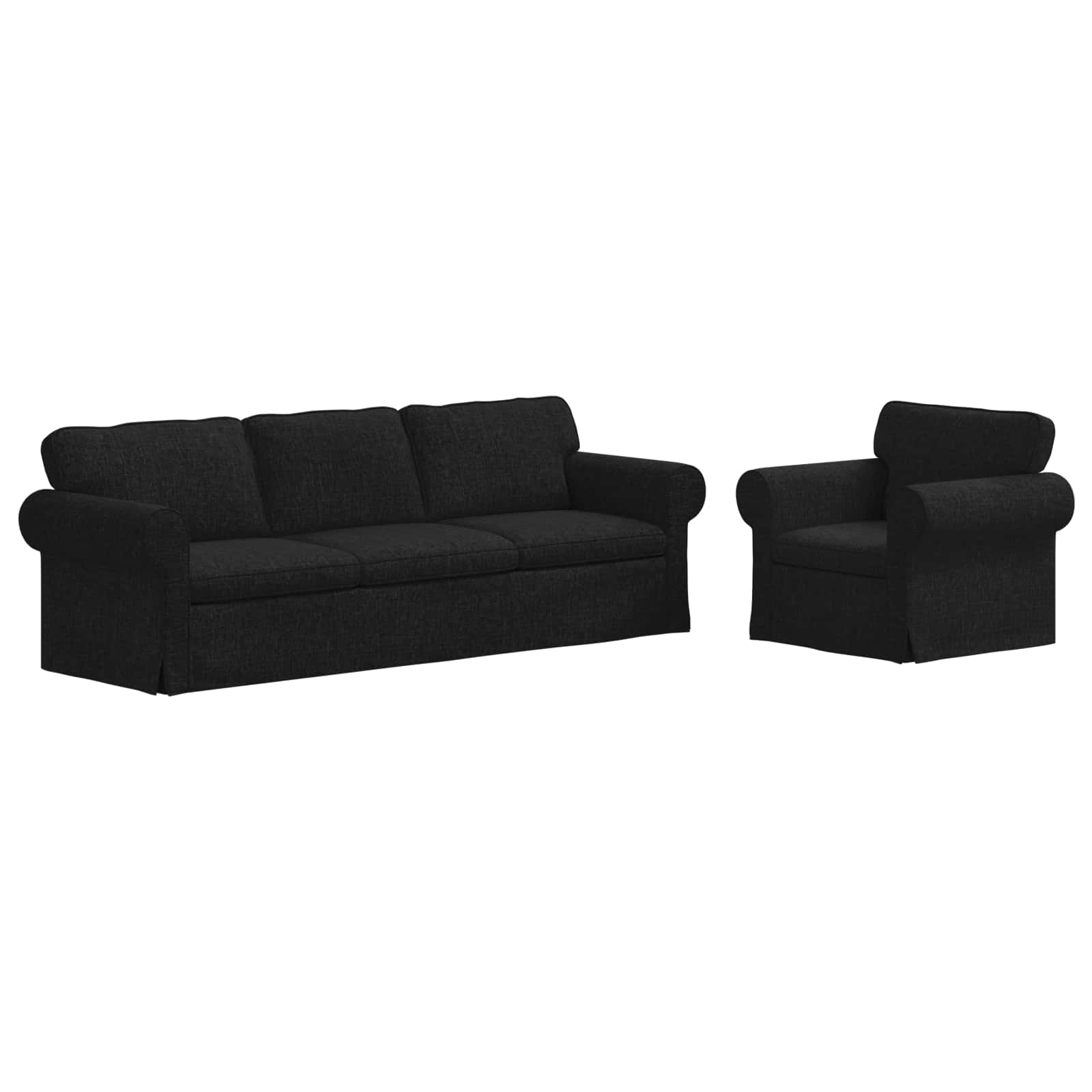 Καναπές 2 pcs Μαύρο 245 x 82 x 80 εκ ύφασμα - Pakobazaar