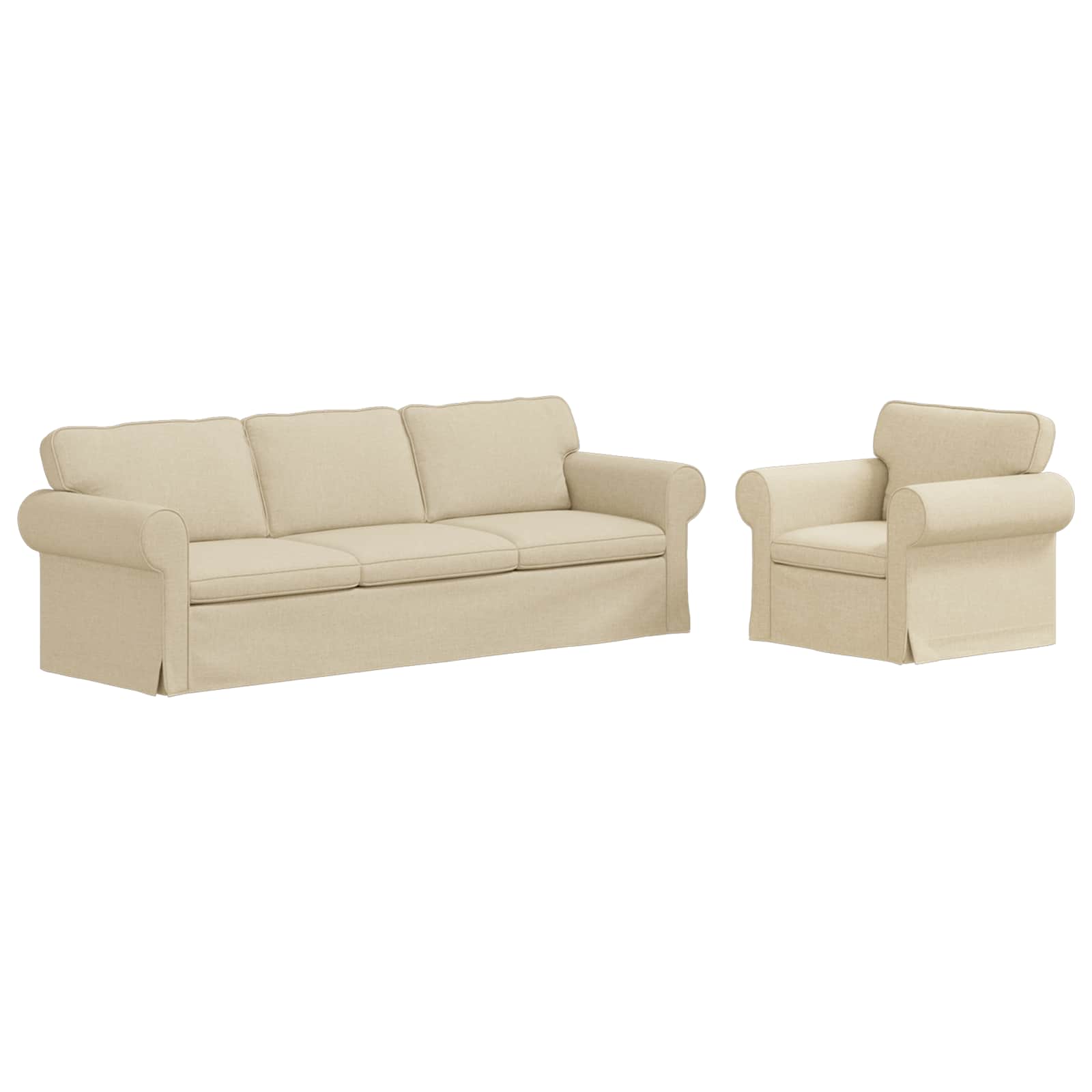Καναπές 2 pcs Κρεμ 245 x 82 x 80 εκ ύφασμα - Pakobazaar