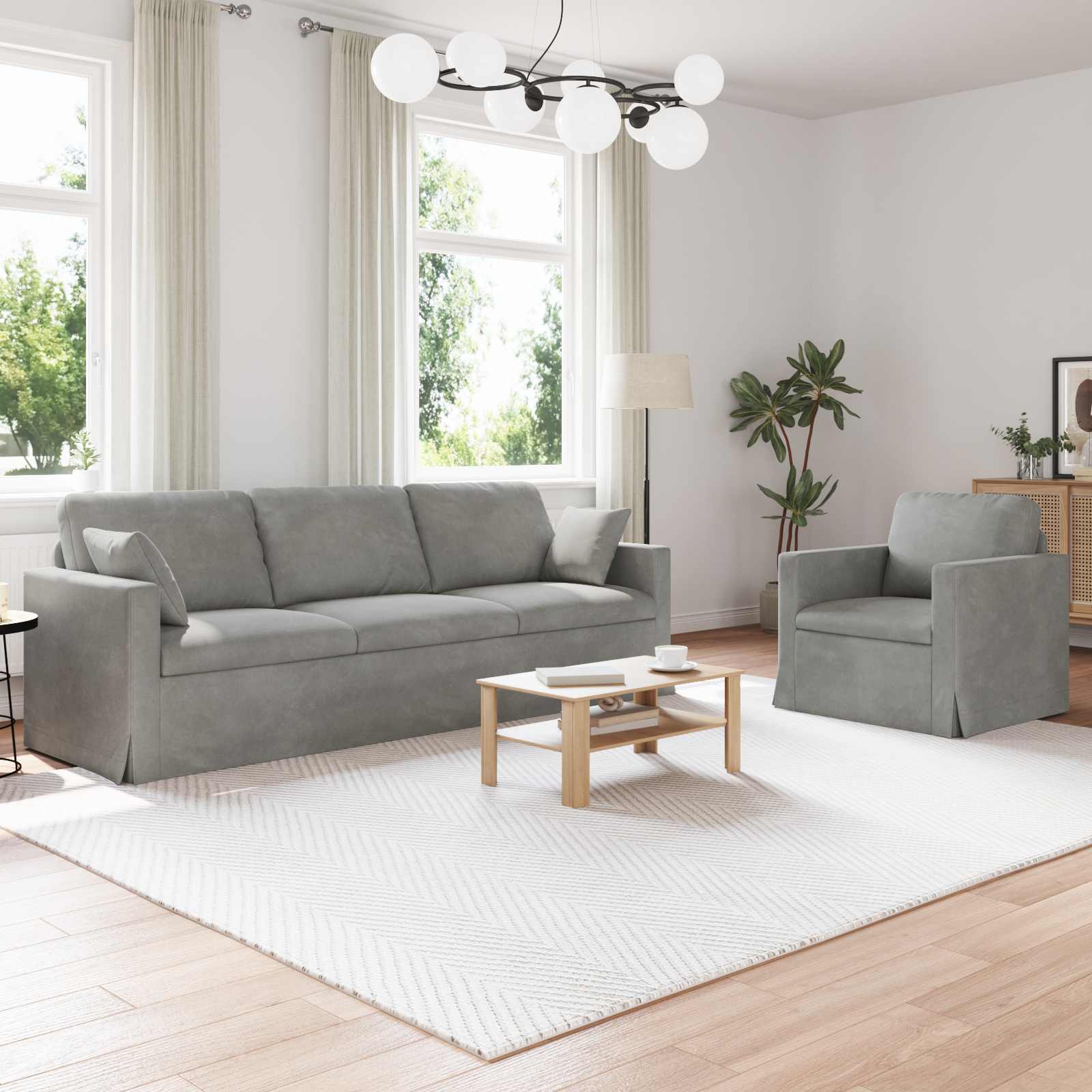 Καναπές 2 pcs Ανοιχτό γκρι 228 x 78 x 80 εκ Βελούδο - Pakobazaar