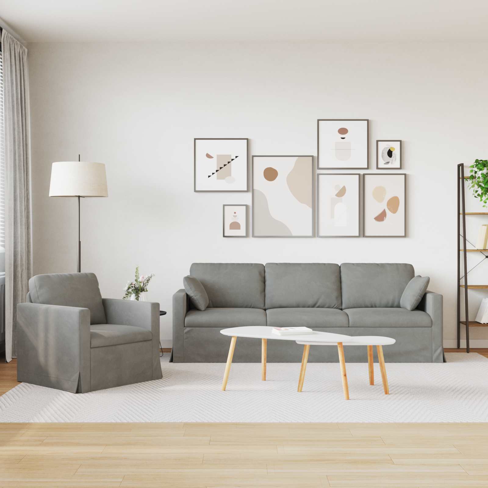 Καναπές 2 pcs Ανοιχτό γκρι 228 x 78 x 80 εκ Βελούδο - Pakobazaar