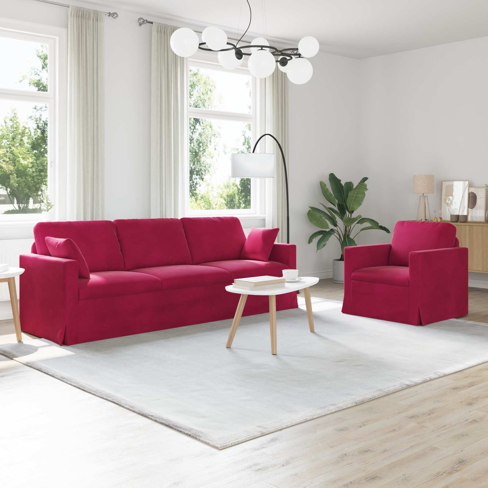 Σετ Καναπέ 2 pcs Κόκκινο 228 x 78 x 80 εκ Βελούδο
