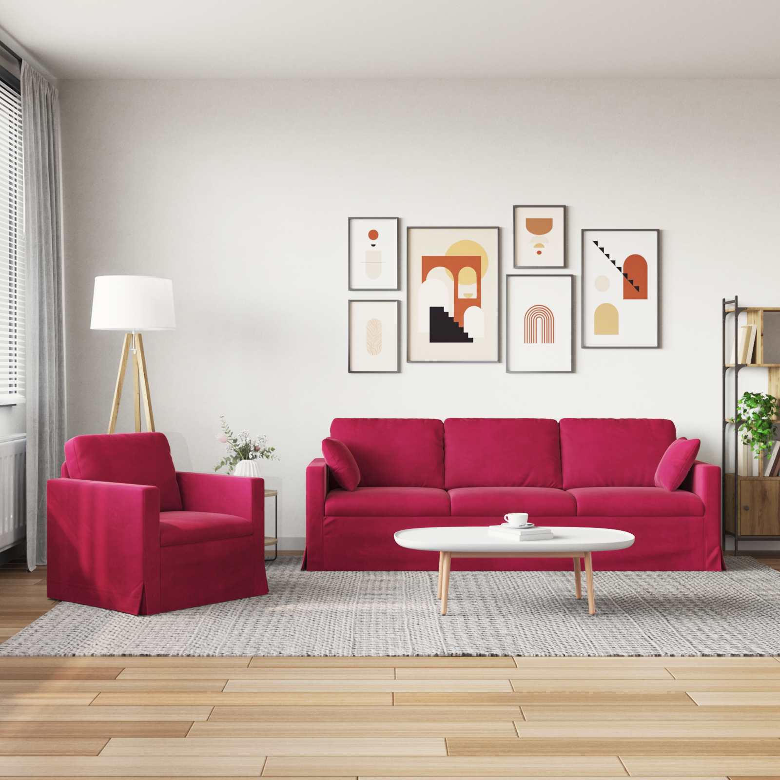 Σετ Καναπέ 2 pcs Κόκκινο 228 x 78 x 80 εκ Βελούδο