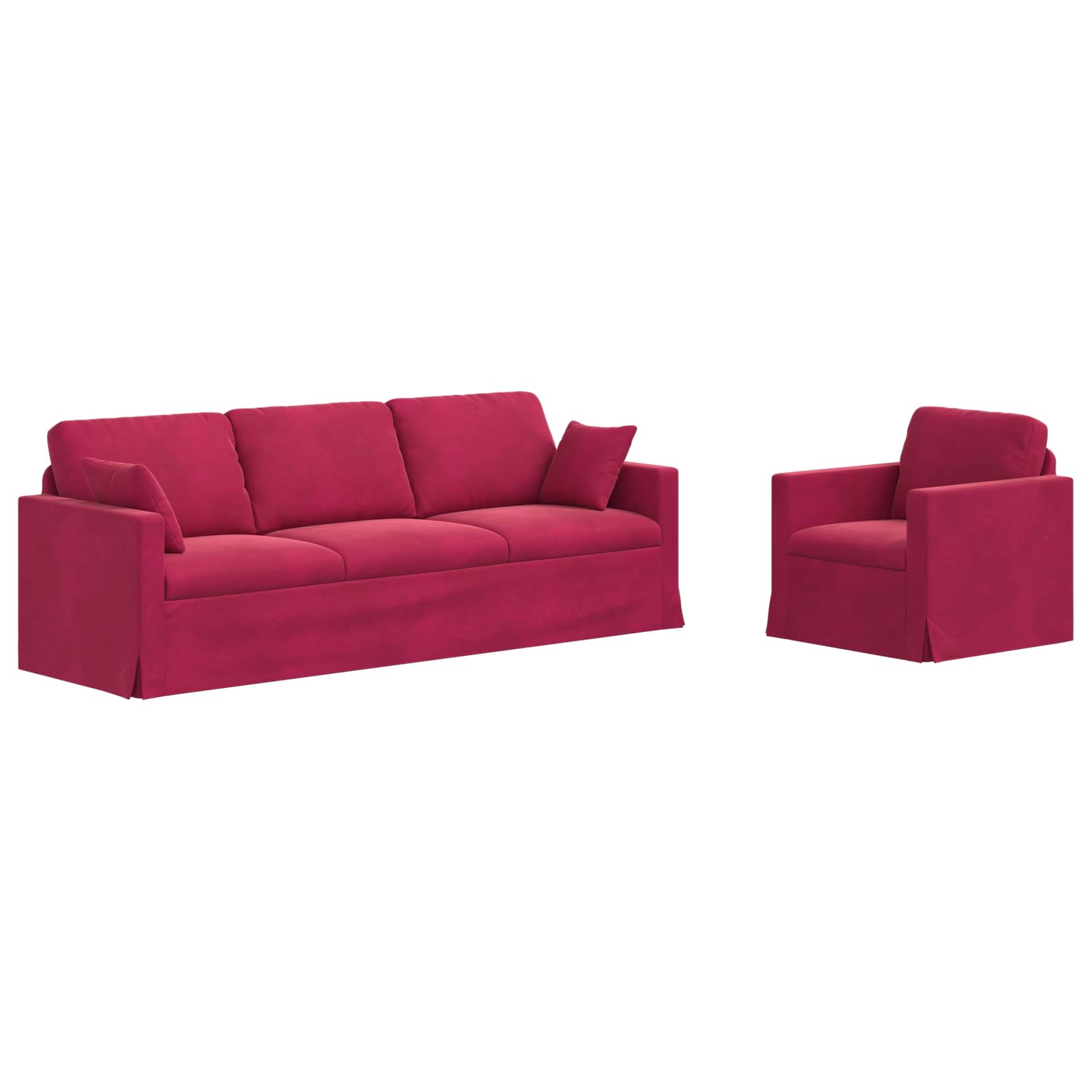 Σετ Καναπέ 2 pcs Κόκκινο 228 x 78 x 80 εκ Βελούδο