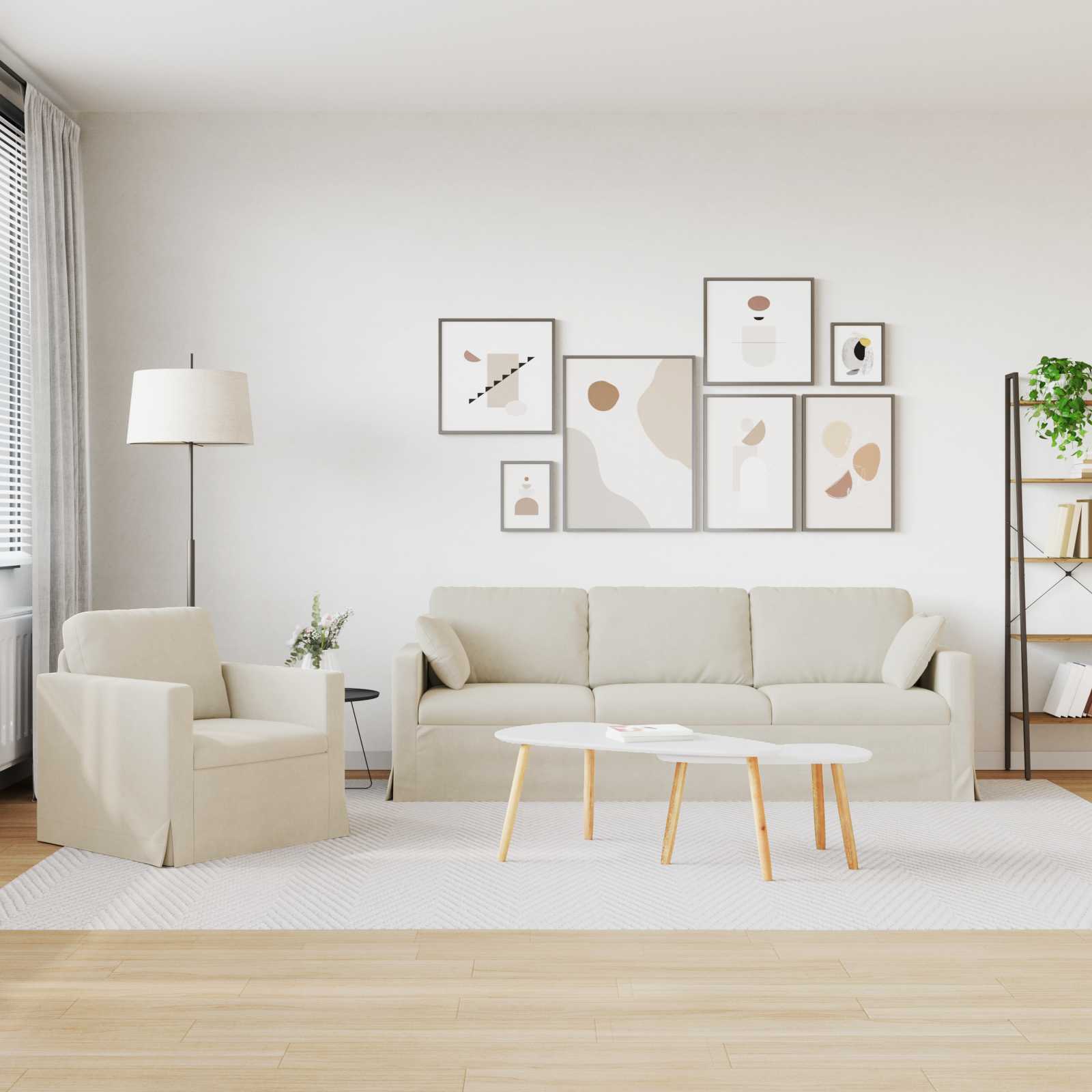 Σετ Καναπέ 2 pcs Κρεμ 228 x 78 x 80 εκ Βελούδο