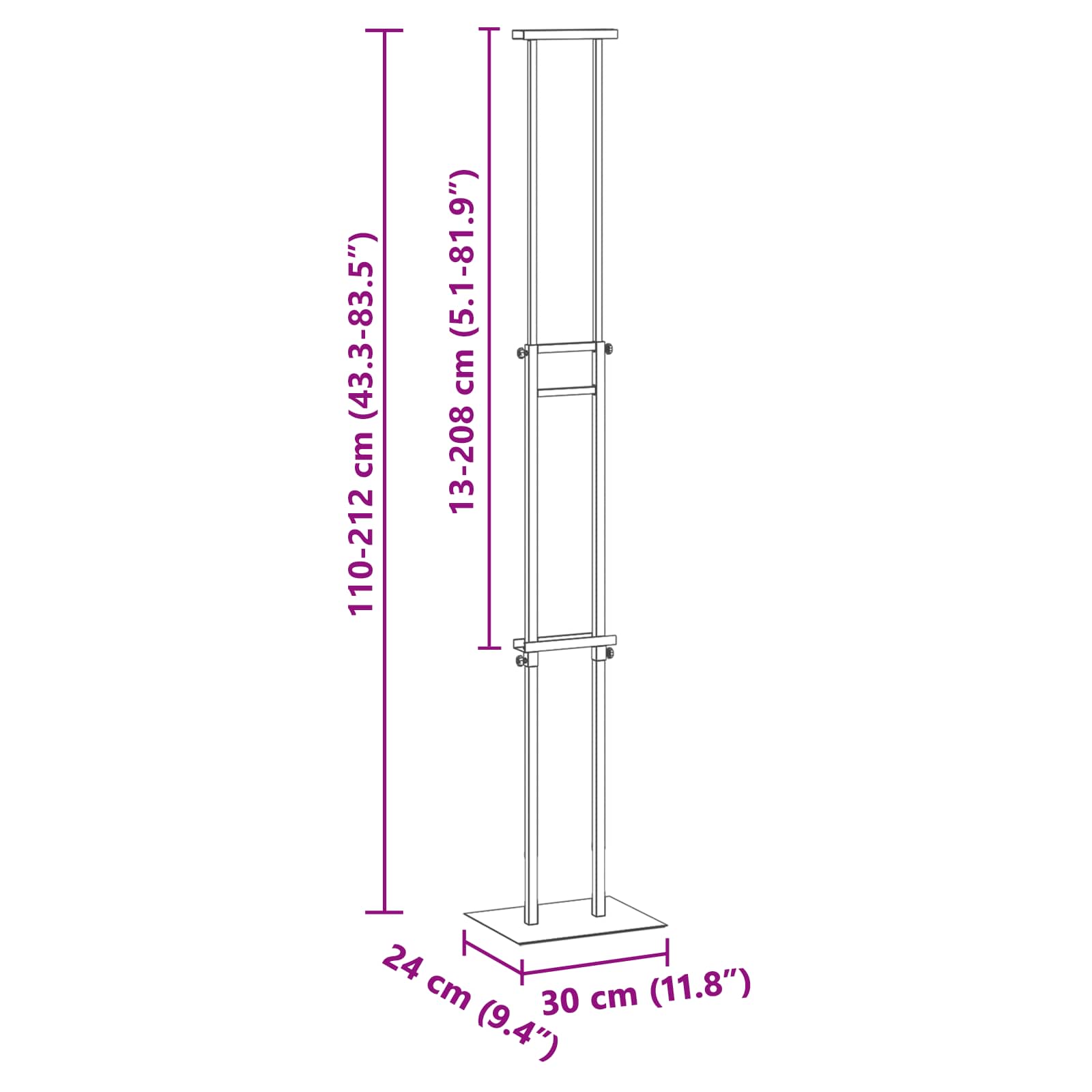Εκθεσιακές Οθόνες 2 pcs Μαύρο 30 x 23,5 x 210 εκ Ατσάλι