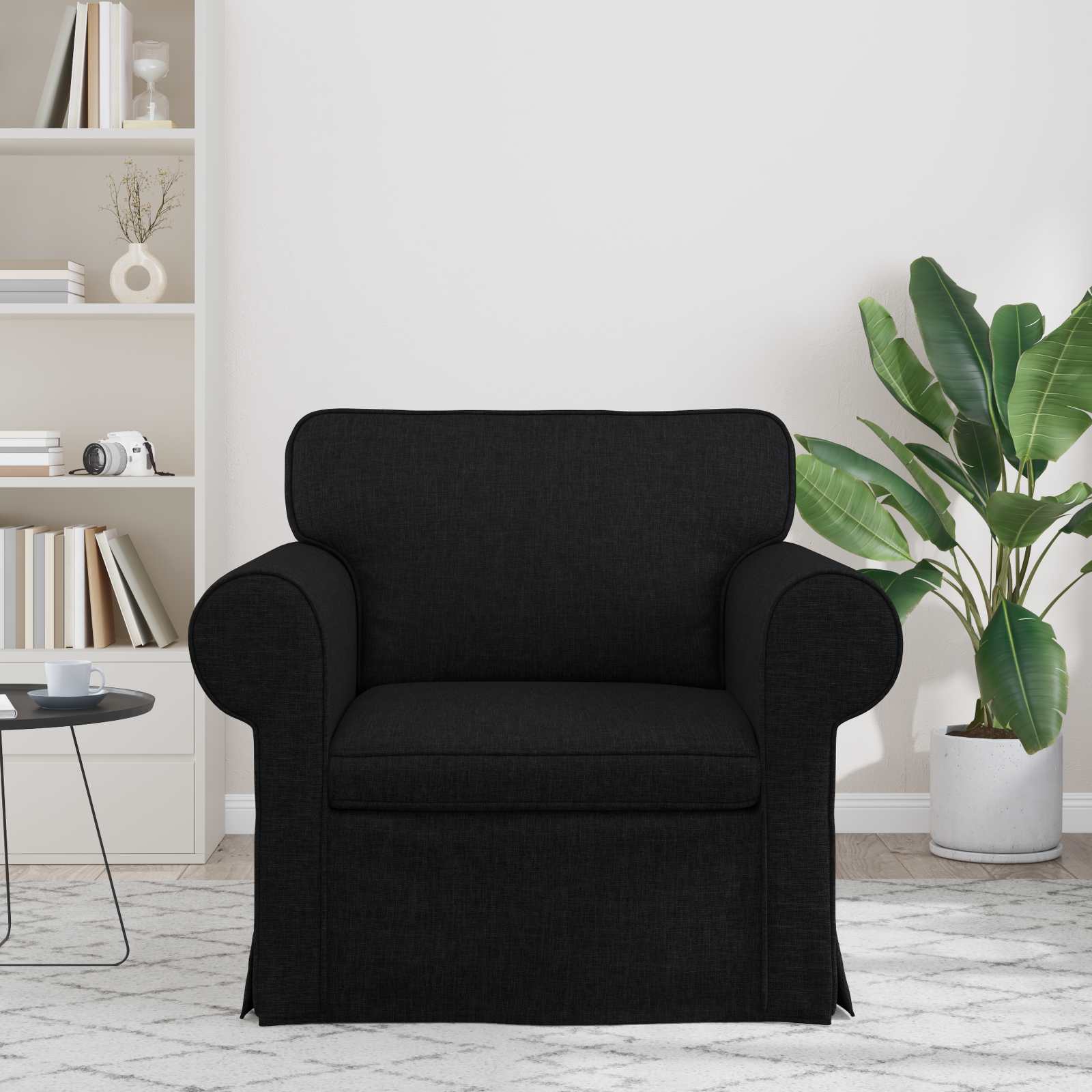 Καναπές Μαύρο 215 x 82 x 80 εκ ύφασμα - Pakobazaar