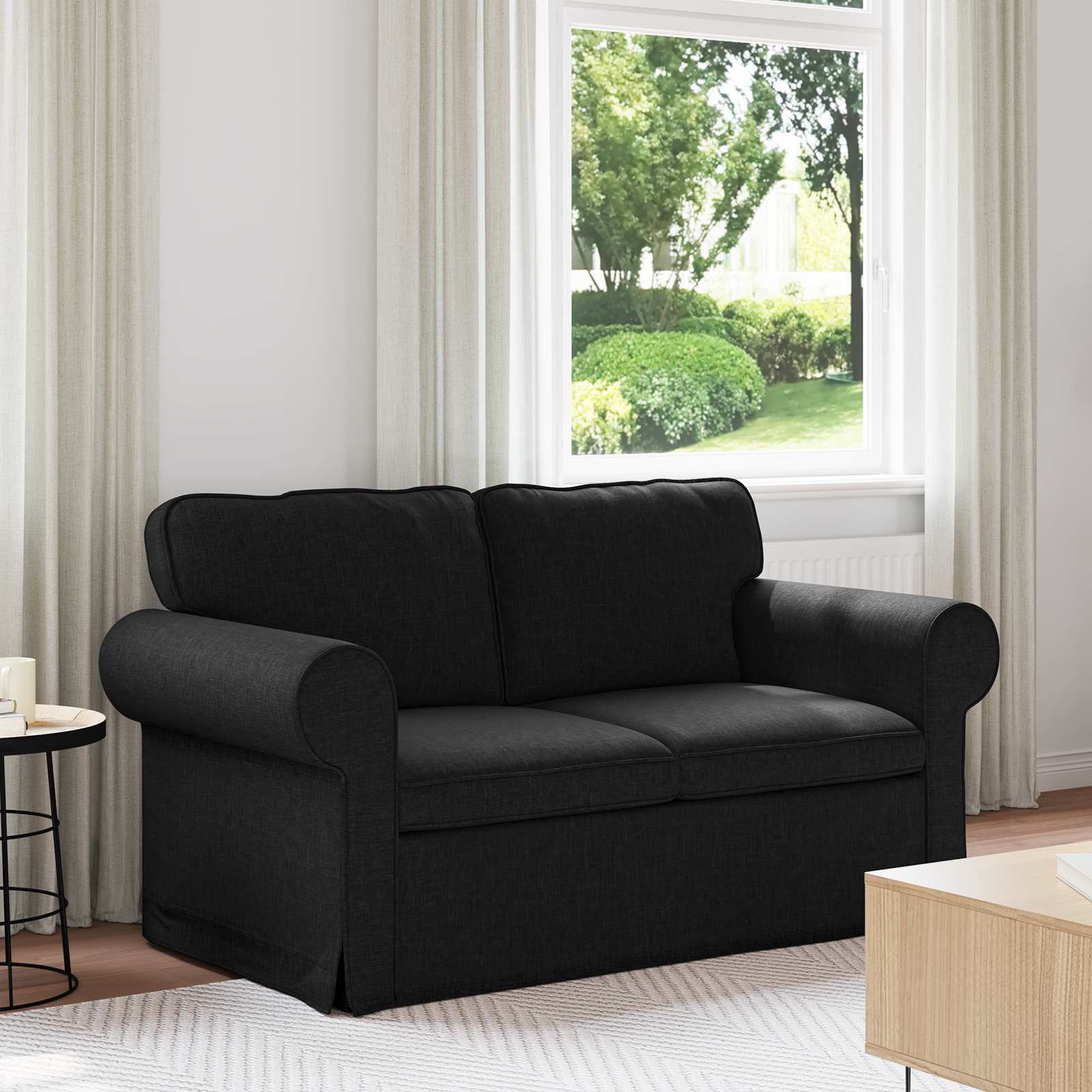 Καναπές Μαύρο 215 x 82 x 80 εκ ύφασμα - Pakobazaar