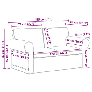 Καναπές Κρεμ 155 x 82 x 80 εκ ύφασμα