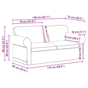 Καναπές Taupe 215 x 82 x 80 εκ ύφασμα - Pakobazaar