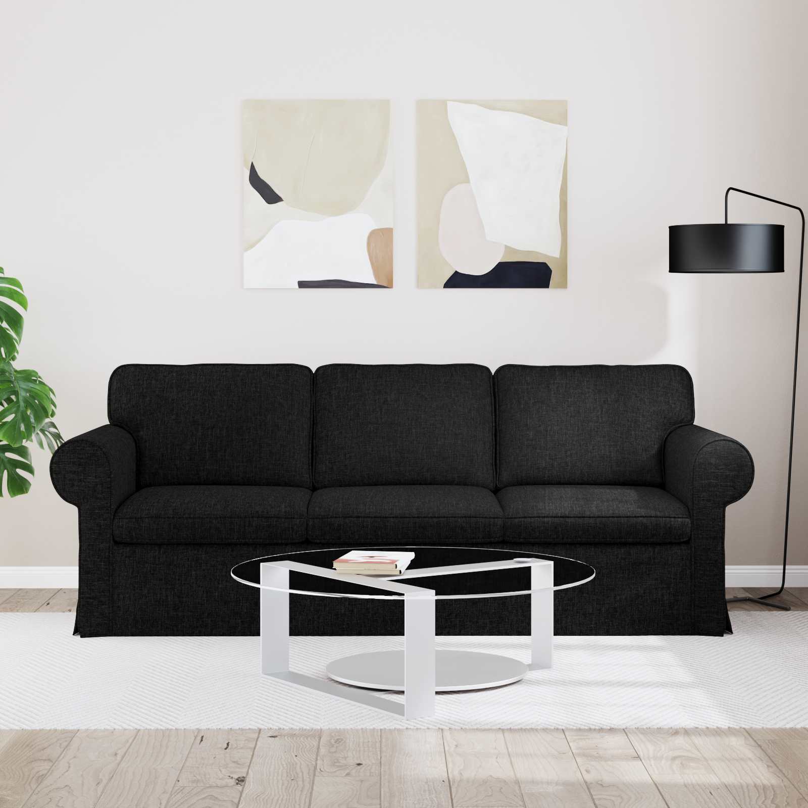 Καναπές Μαύρο 215 x 82 x 80 εκ ύφασμα - Pakobazaar